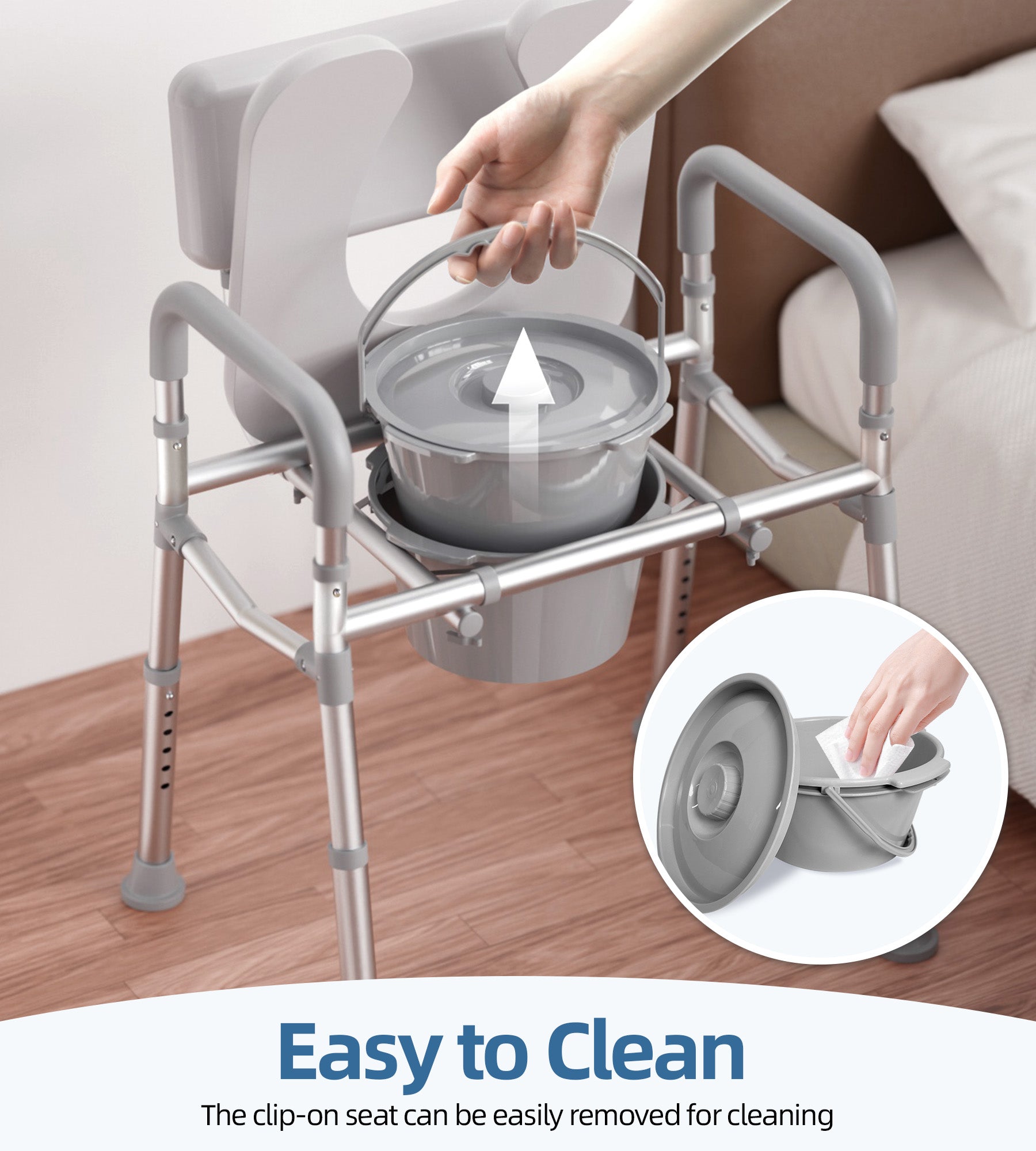 C9 Bedside Commode with Padded Seat and Backrest