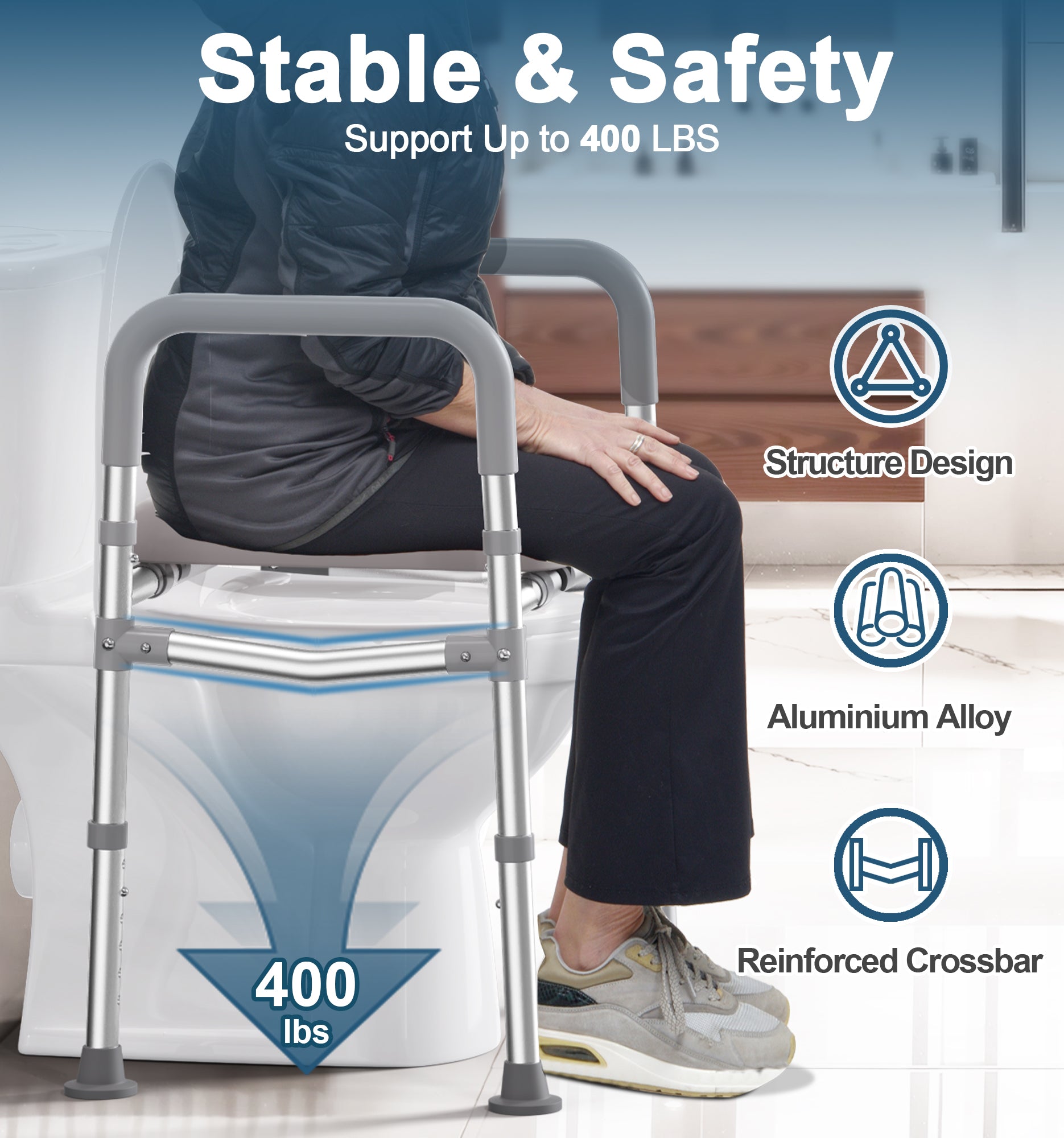 C4 Raised Toilet Seat with Handles