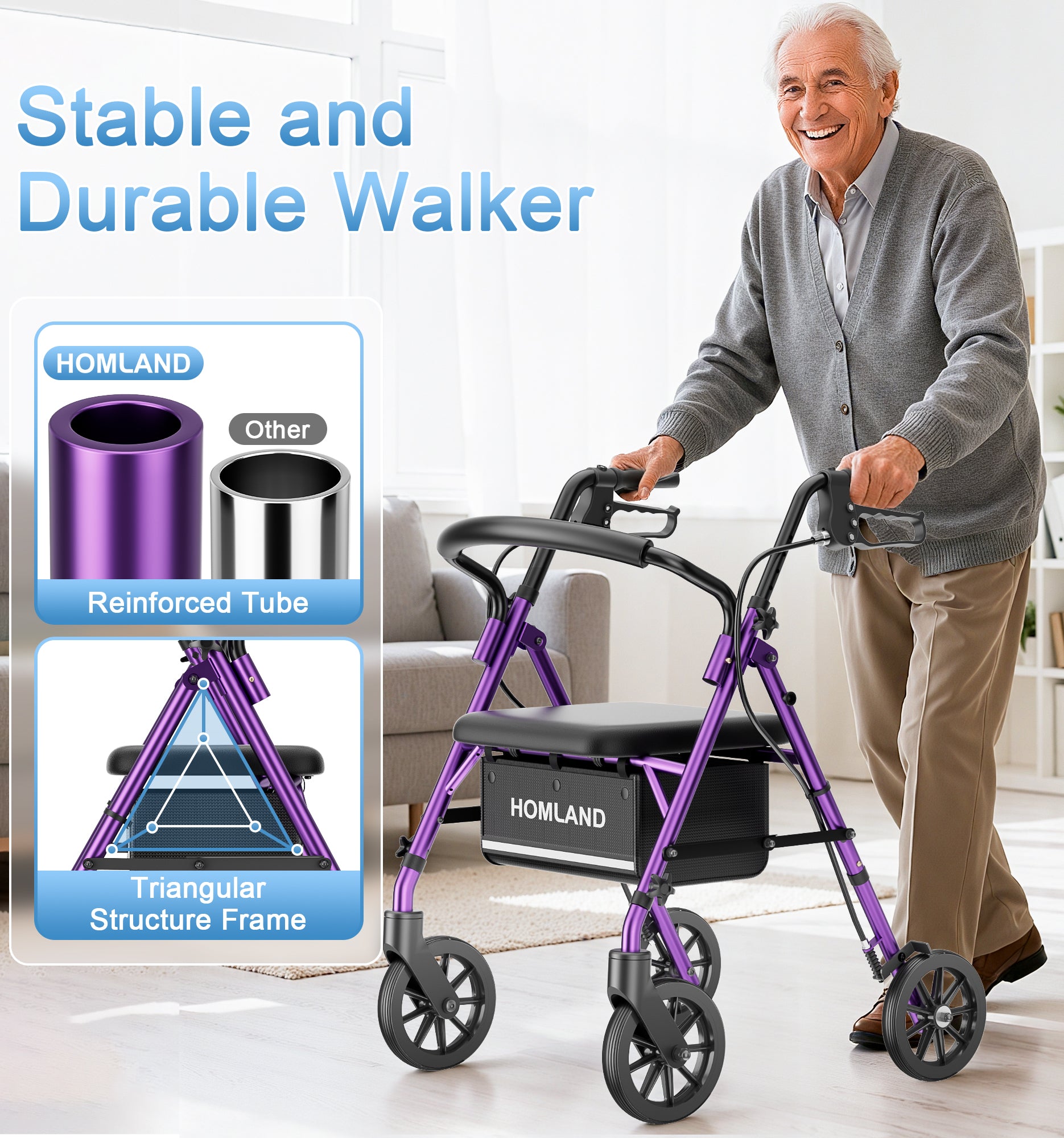 R16 Lightweight & Foldable Rollator Walkers for Seniors