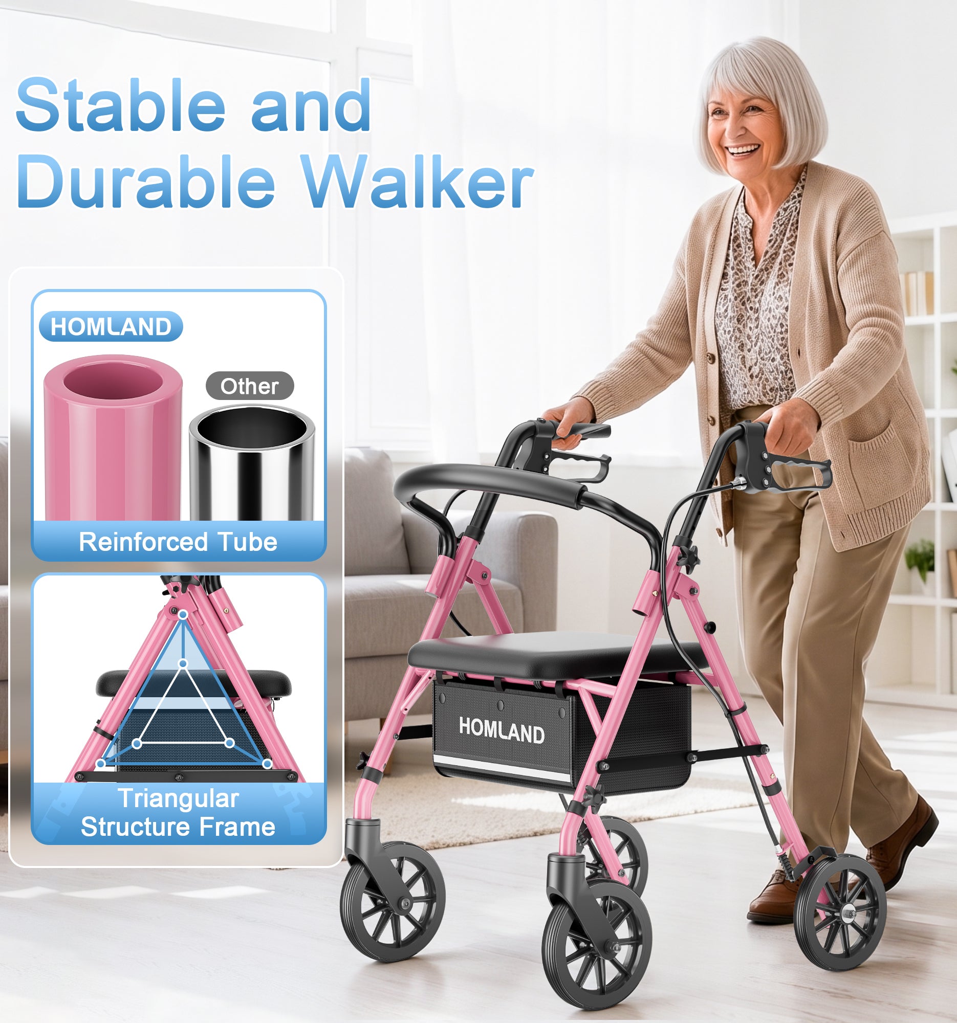 R16 Lightweight & Foldable Rollator Walkers for Seniors