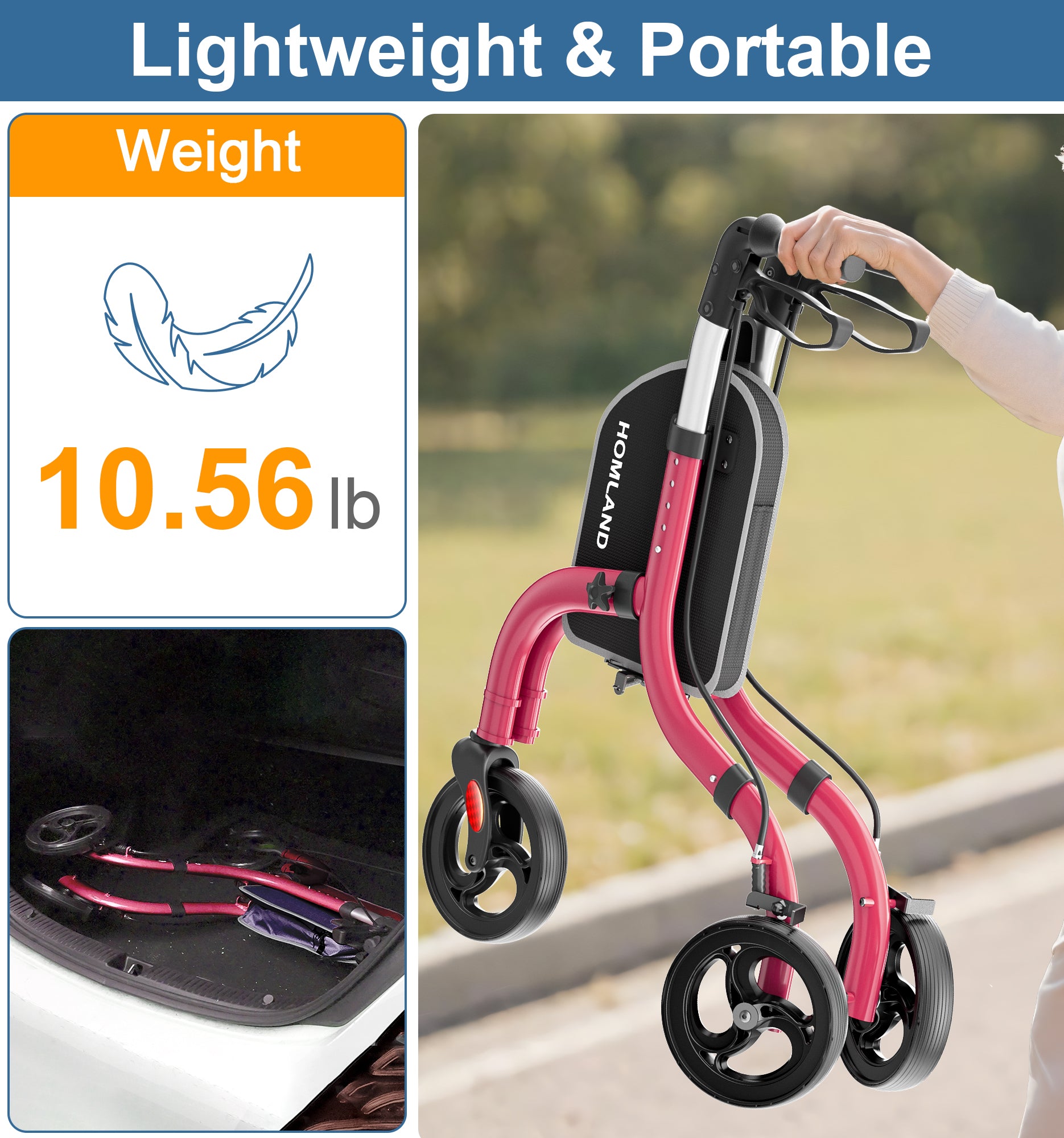 R4 Lightweight 3-Wheel Rollator