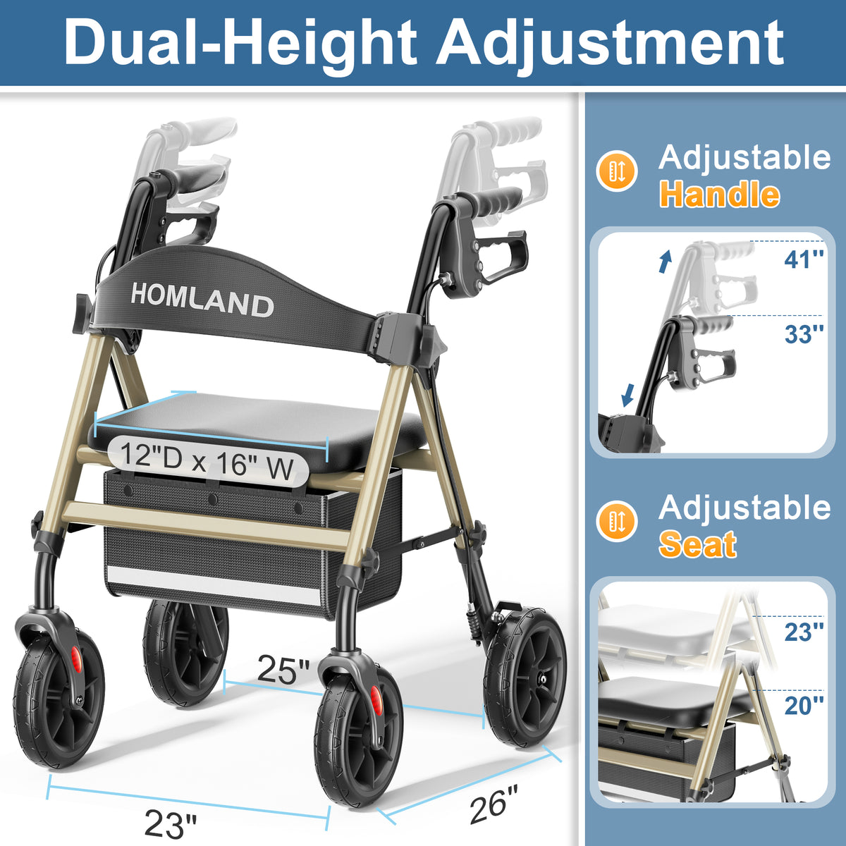 R11 Lightweight Rollator Walker with Seat
