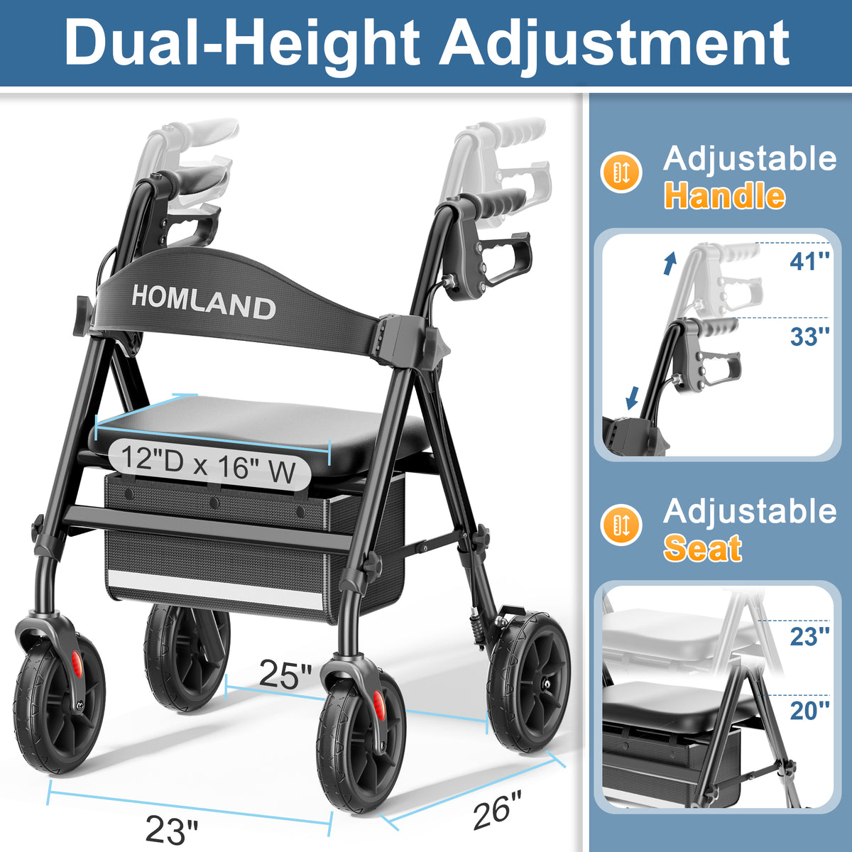 R11 Lightweight Rollator Walker with Seat