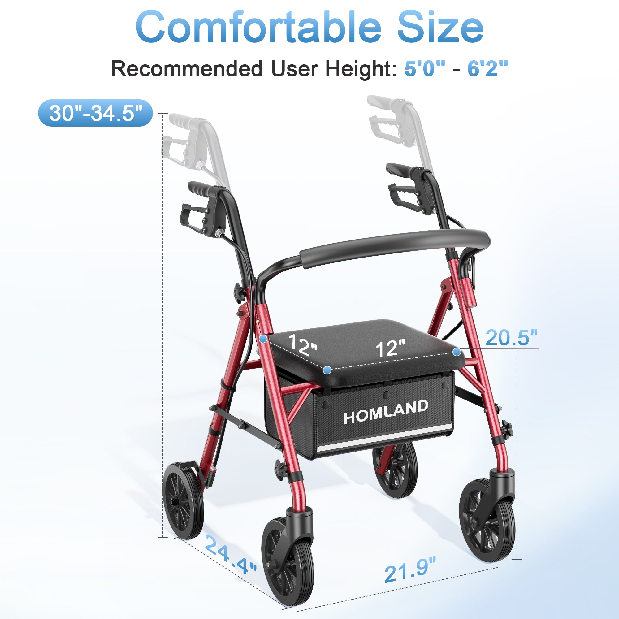 R16 Classic Rollator Walker with Seat