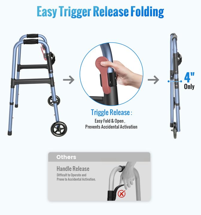 W1 Folding Walkers for Seniors with Wheels