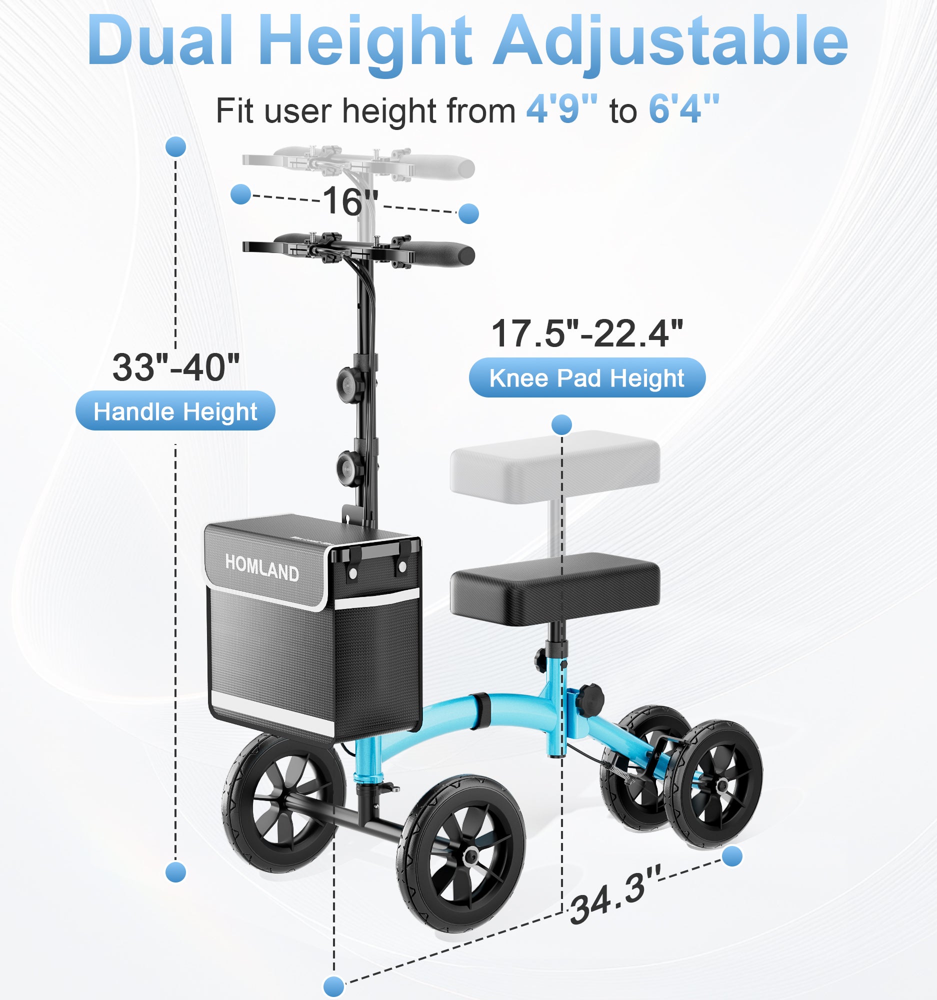 R18 Knee Scooter for Adults Foot Injuries Ankle Surgery