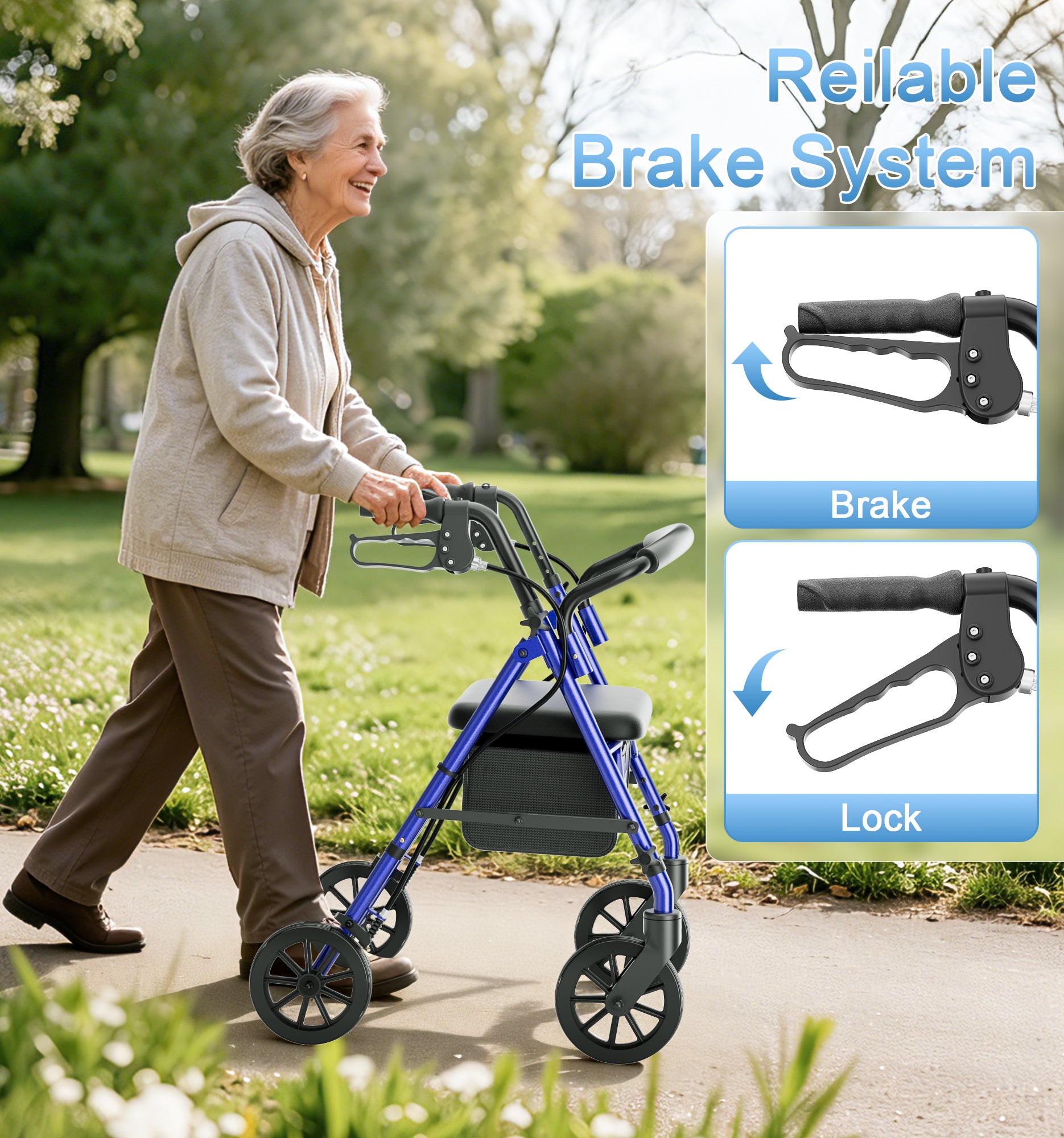 R16 Lightweight & Foldable Rollator Walkers for Seniors