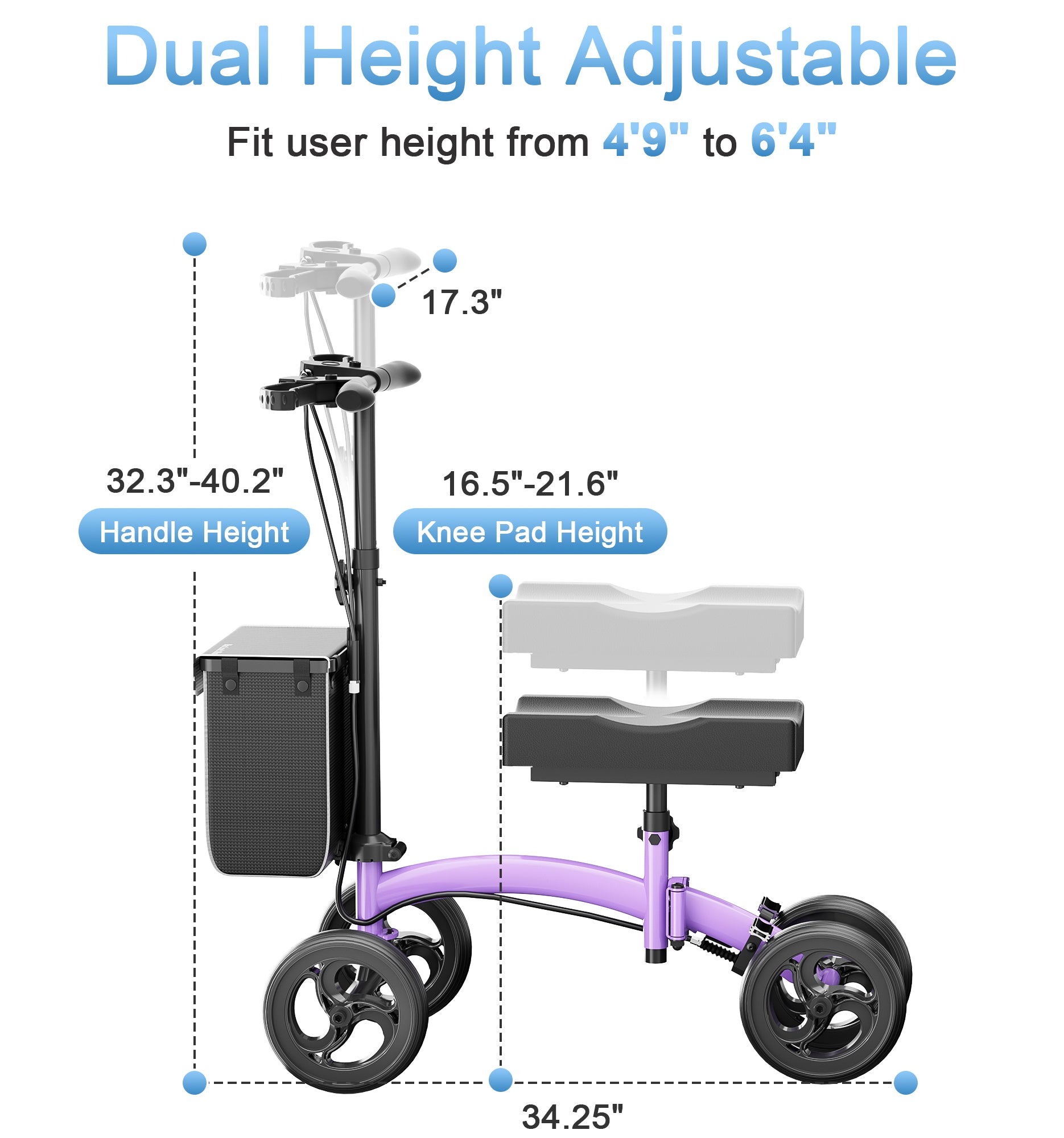 R17 Knee Scooter for Foot Injuries Ankle Surgery