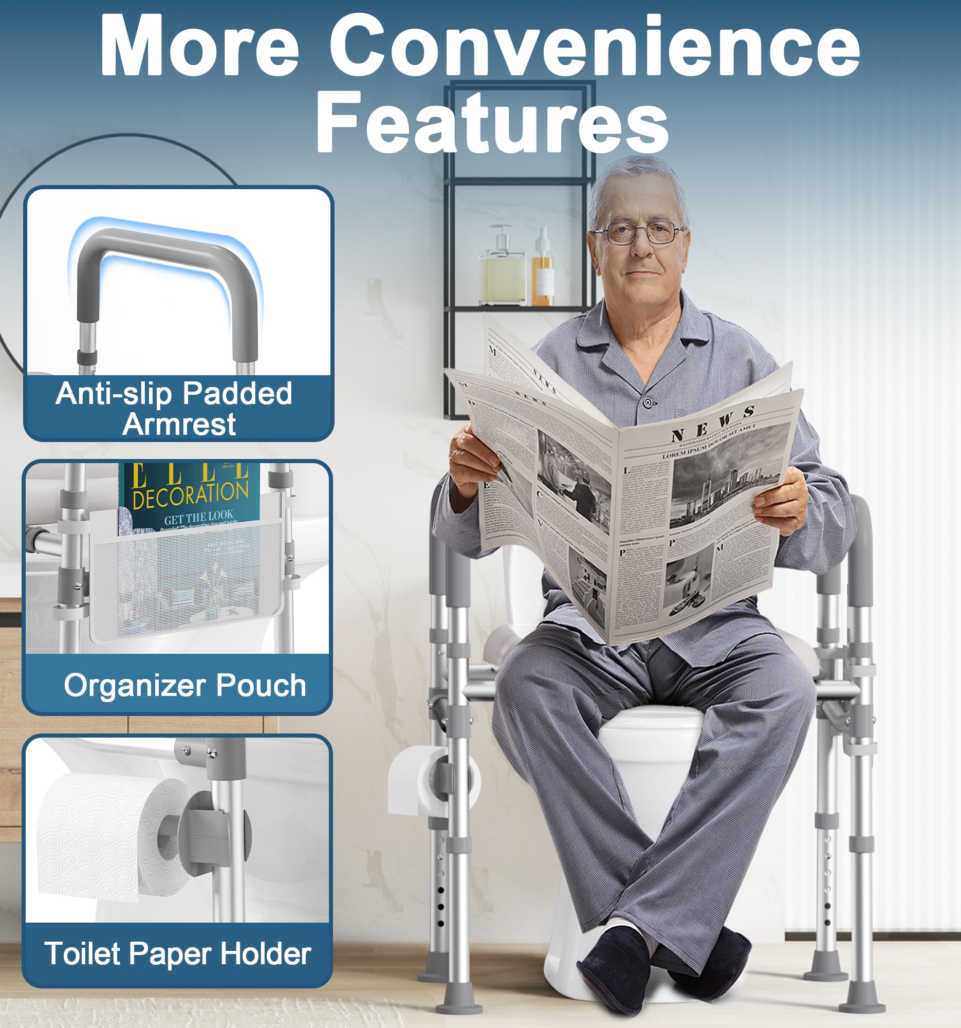 C4 Raised Toilet Seat with Handles