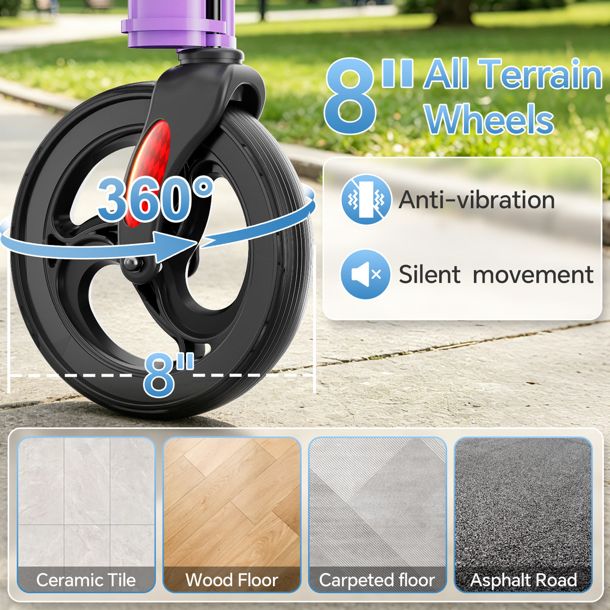 RW310 Ultra Lightweight 3-Wheel Rollator #Color_Purple