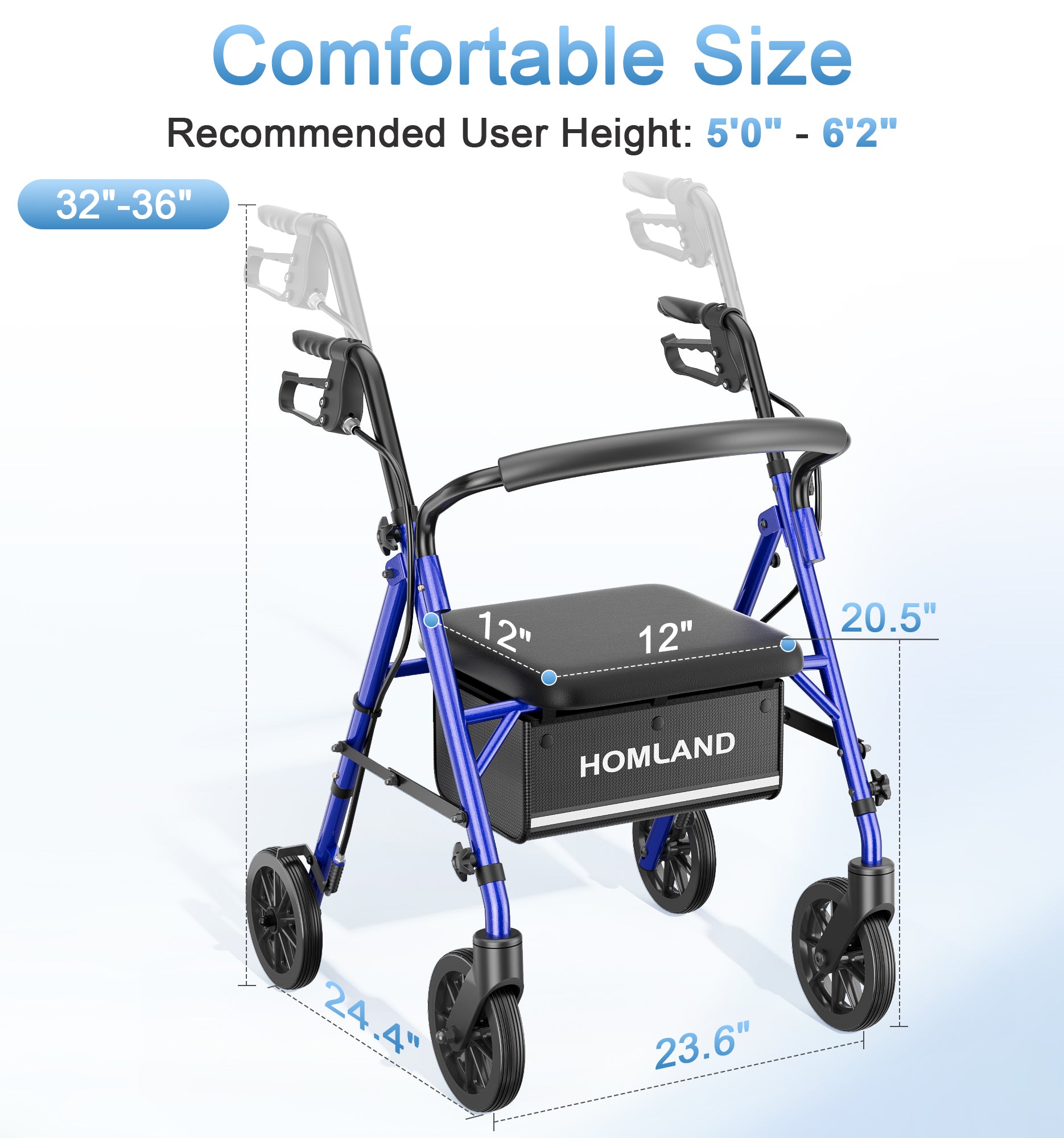 R16 Lightweight & Foldable Rollator Walkers for Seniors