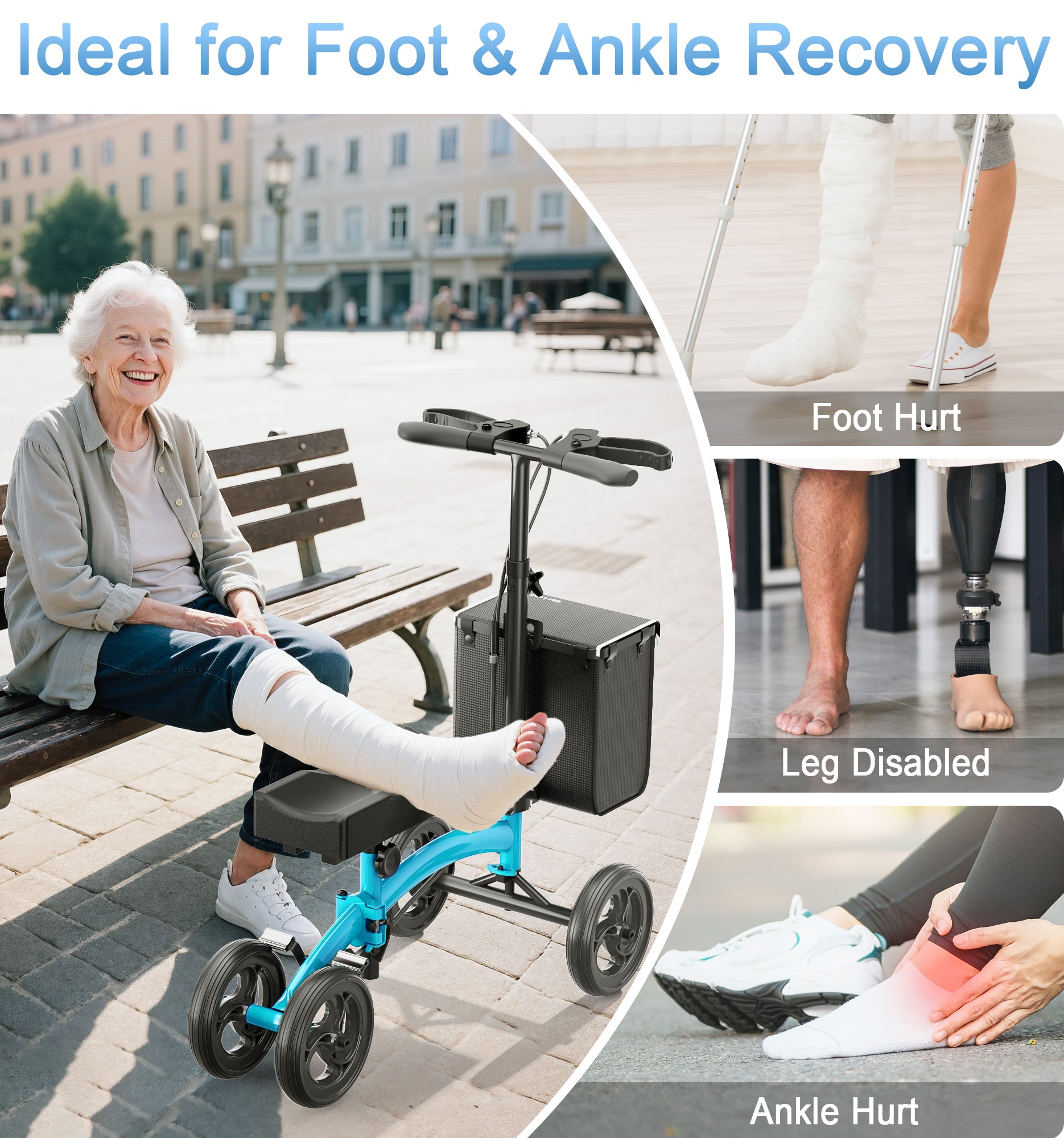 R17 Knee Scooter for Foot Injuries Ankle Surgery