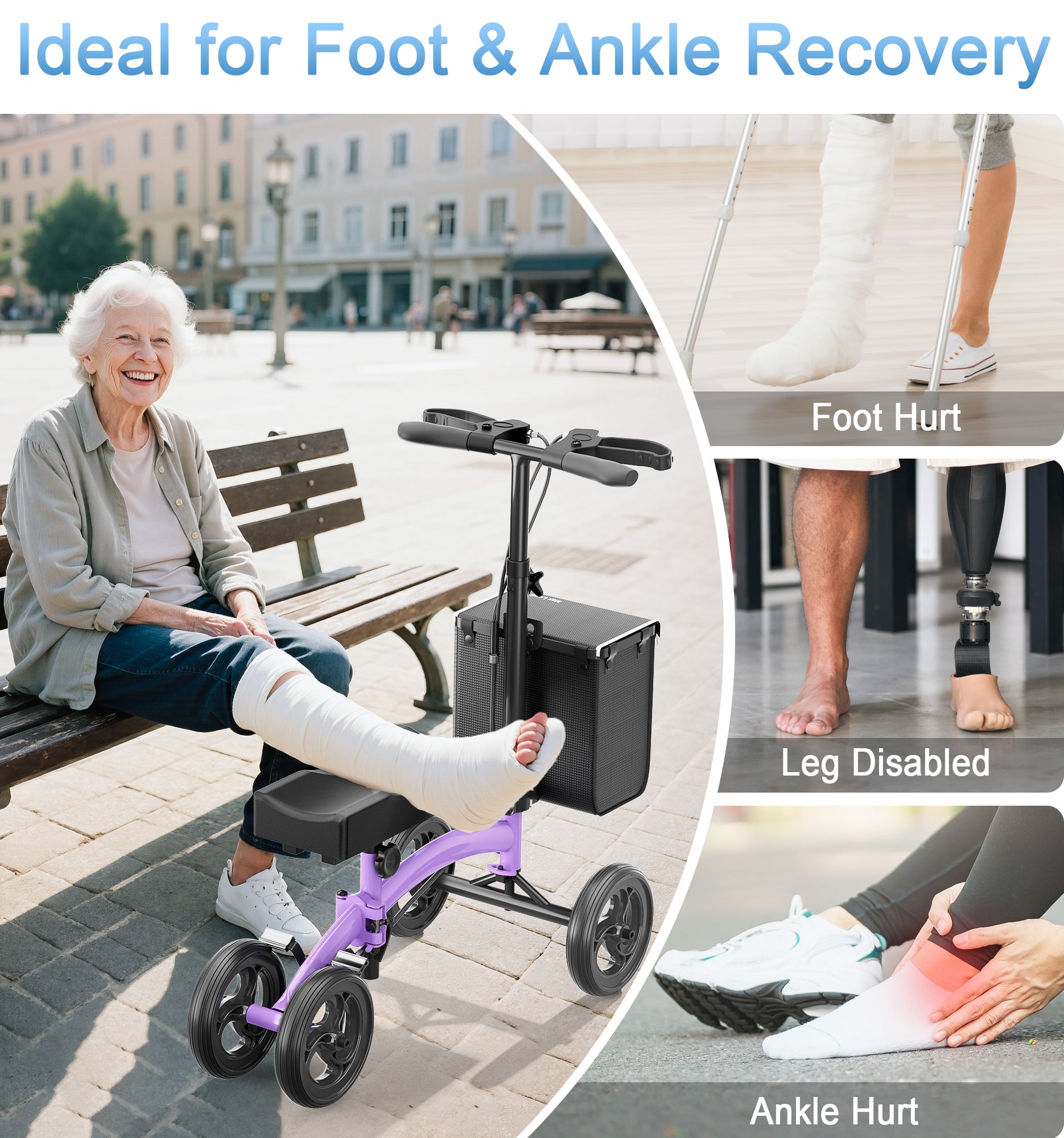 R17 Knee Scooter for Foot Injuries Ankle Surgery