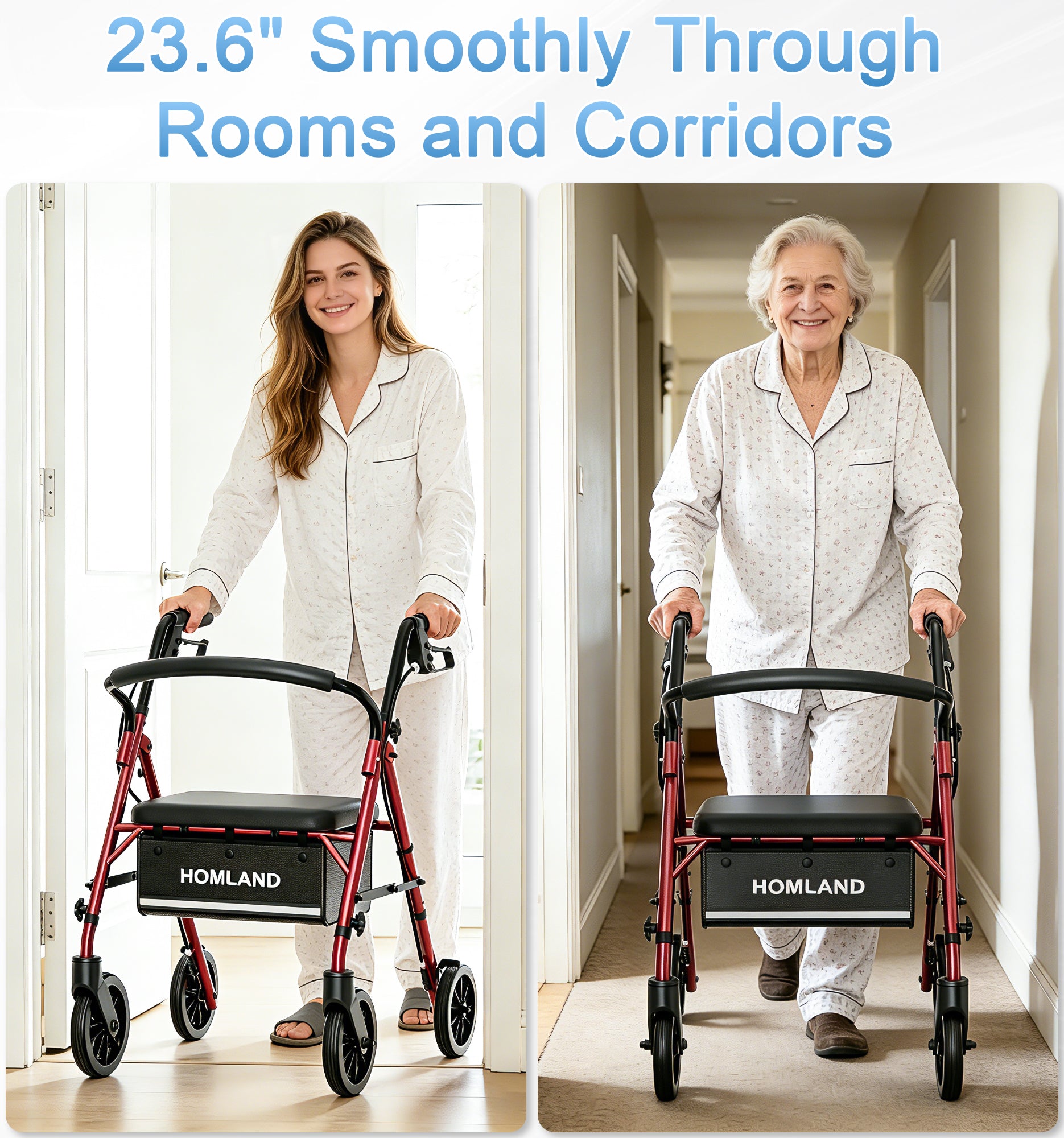 R16 Lightweight & Foldable Rollator Walkers for Seniors
