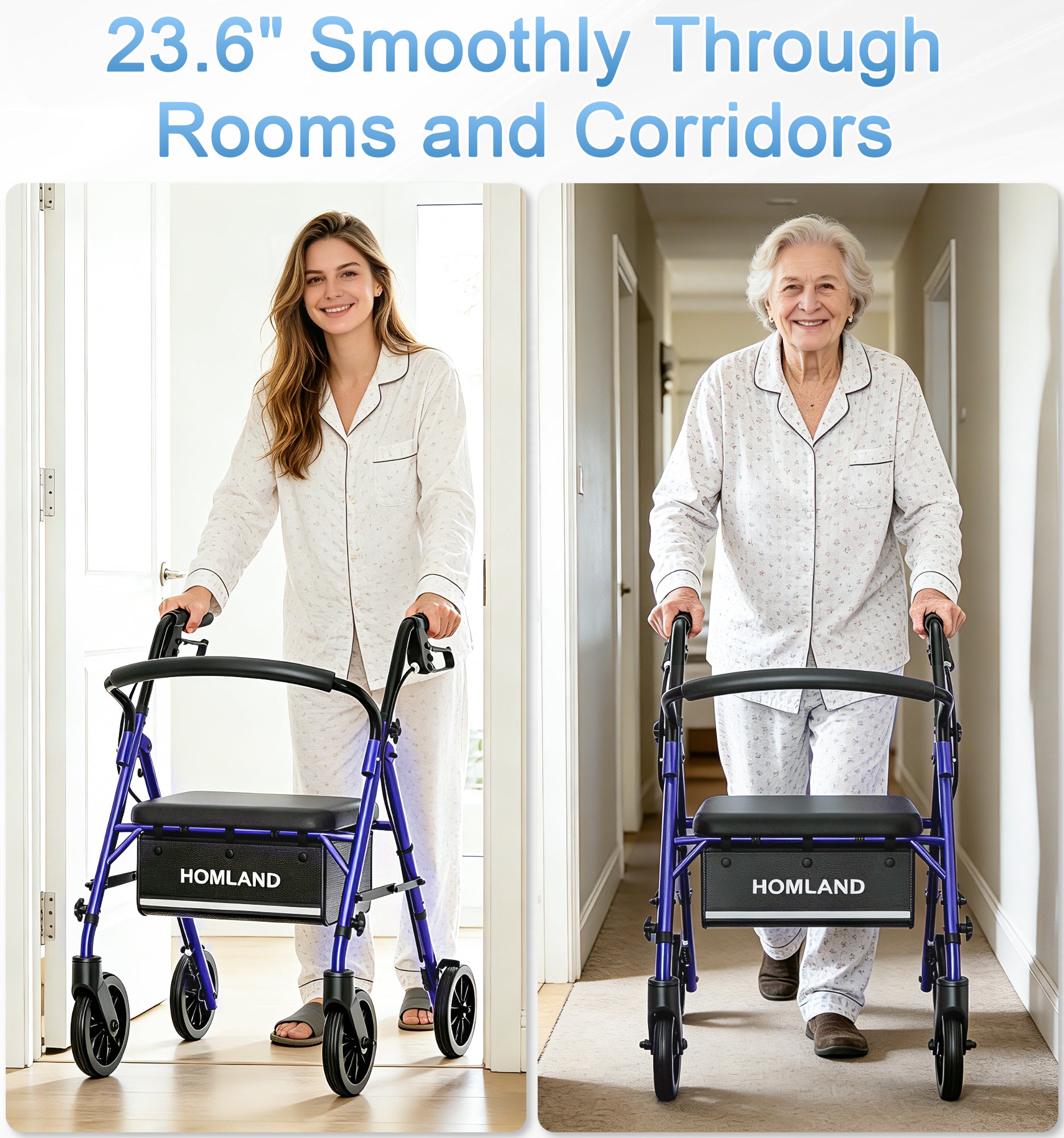 R16 Lightweight & Foldable Rollator Walkers for Seniors