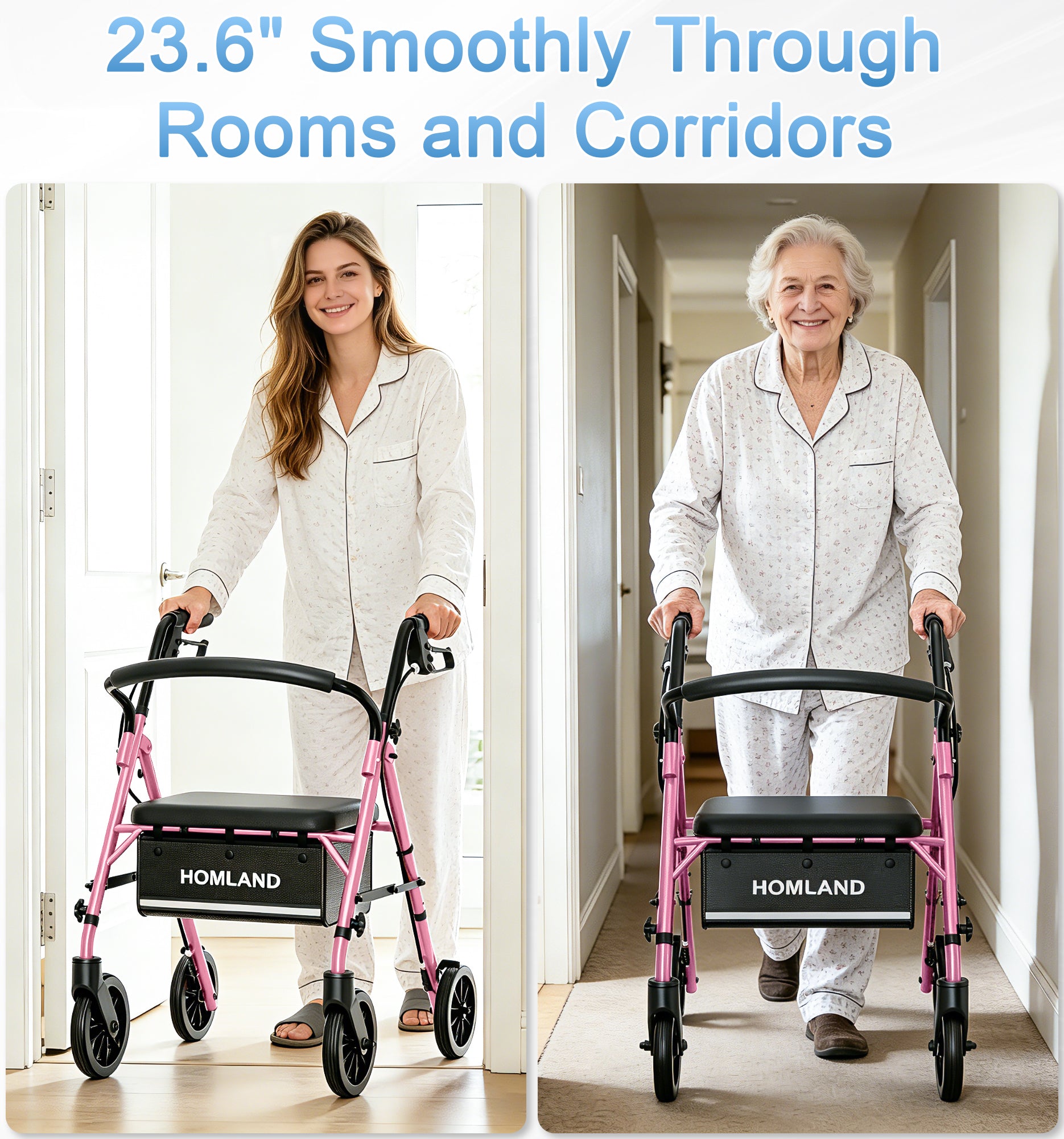 R16 Lightweight & Foldable Rollator Walkers for Seniors