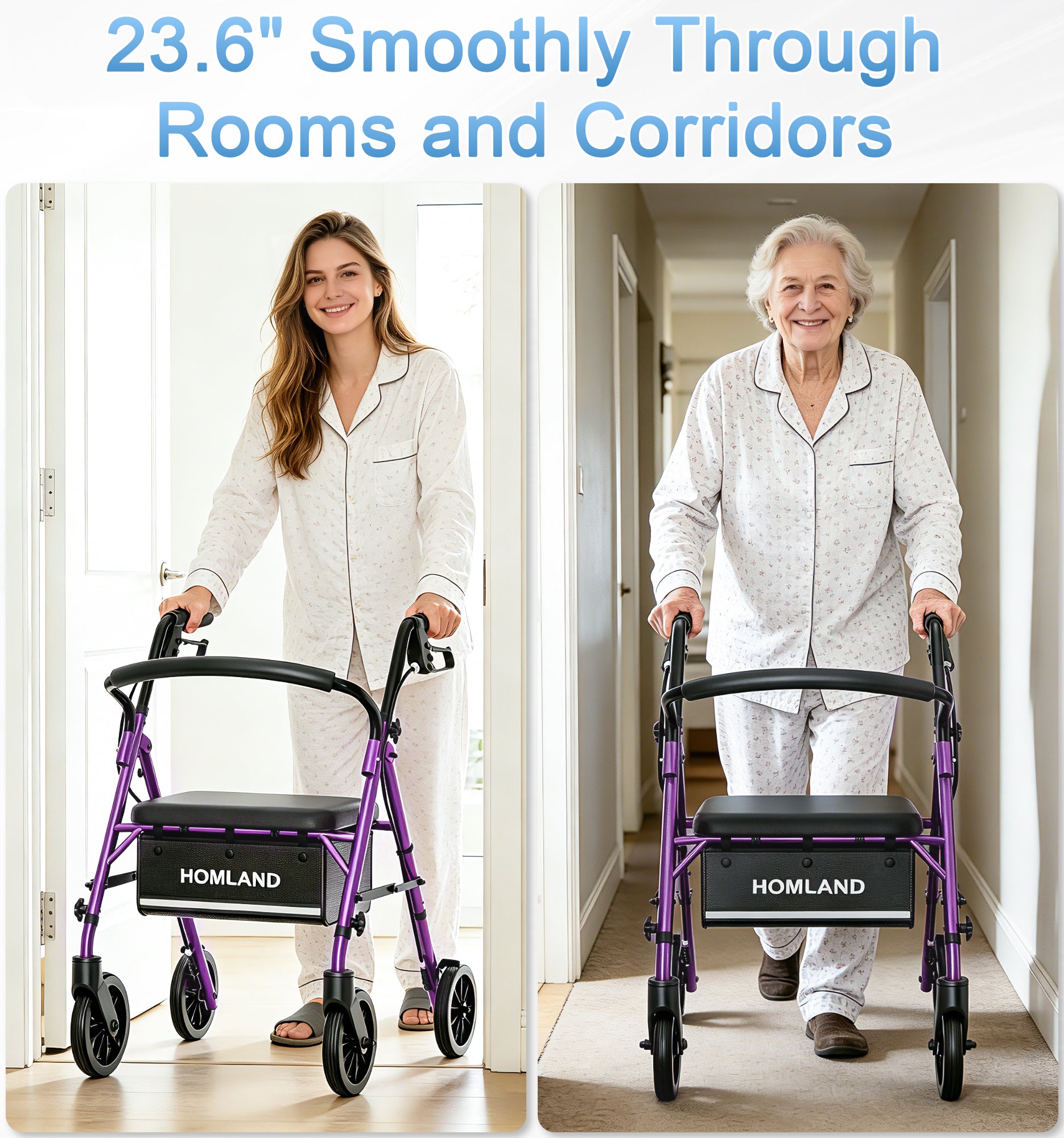R16 Lightweight & Foldable Rollator Walkers for Seniors