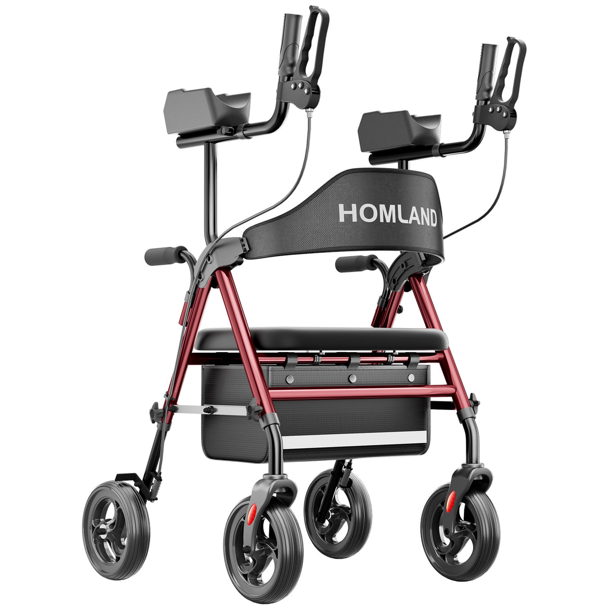 R6 Upright Rollator Walker with Seat #Color_Red