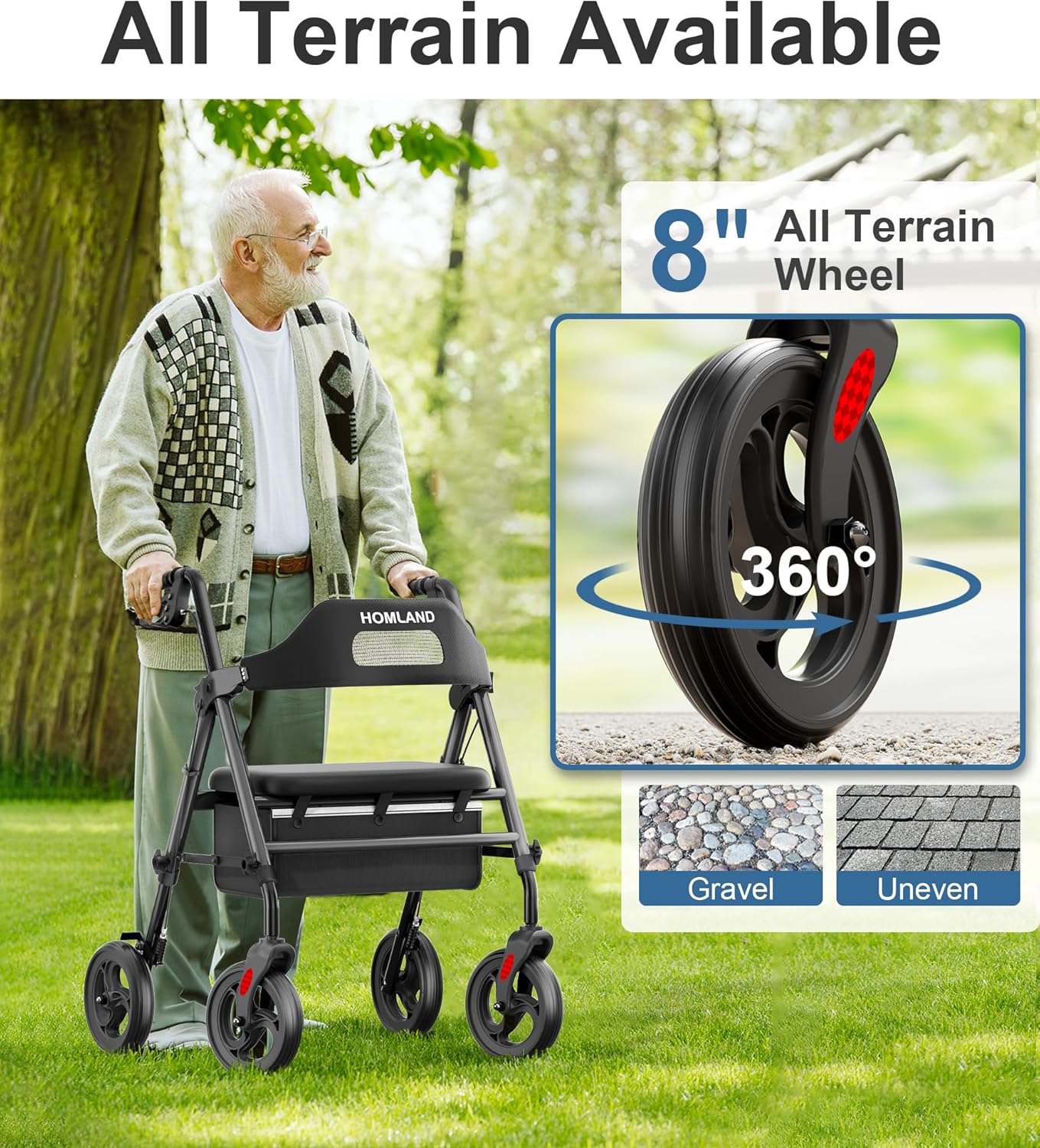 R2 Foldable Rollator Walkers with Seat for Seniors