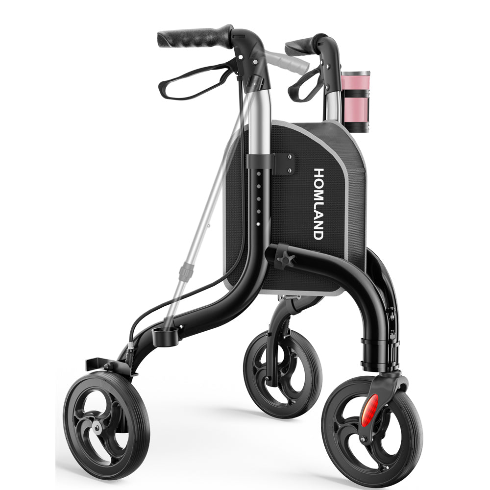 RW310 Ultra Lightweight 3-Wheel Rollator #Color_Black