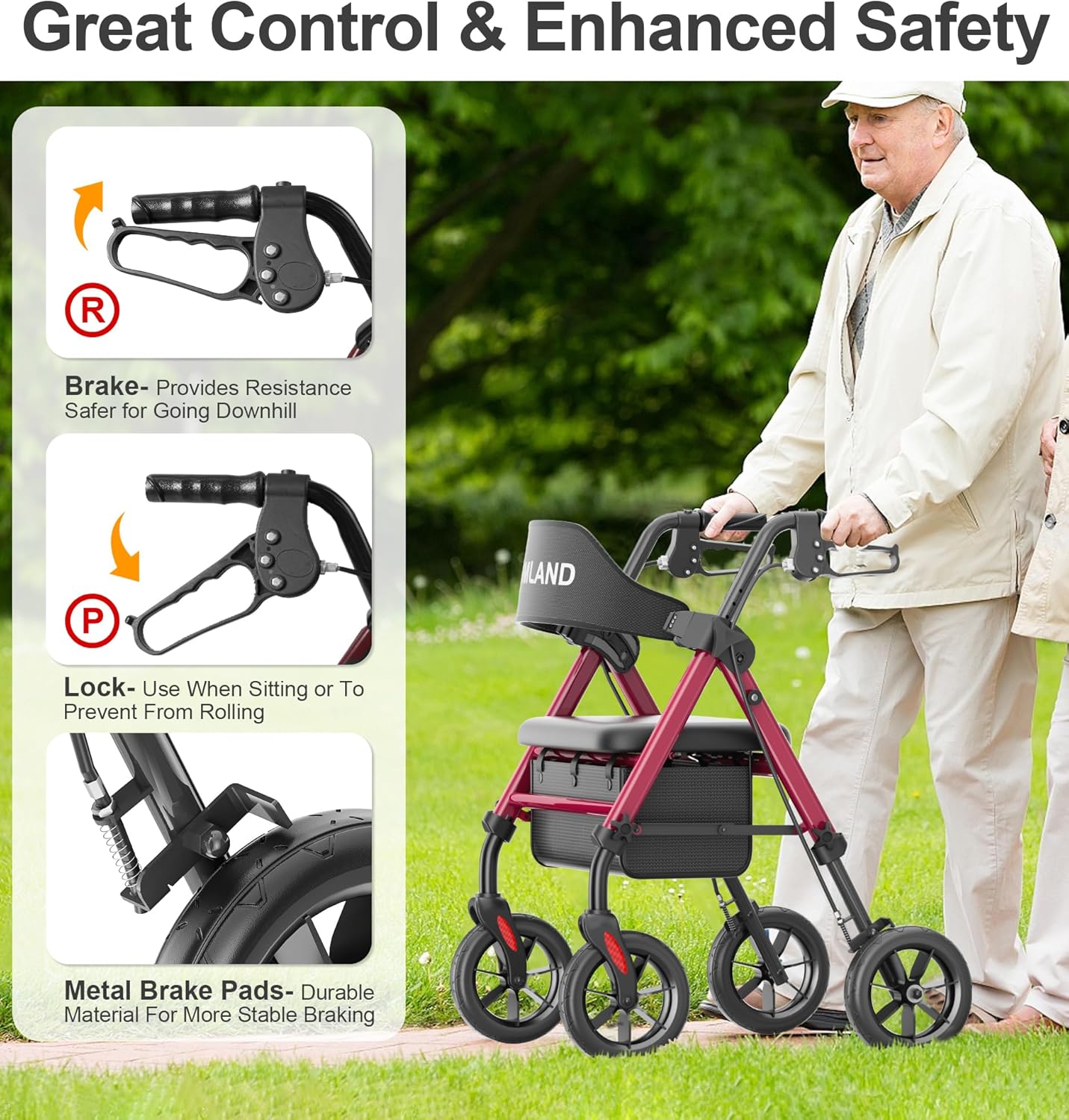 RW410 Walkers for Seniors with Seat