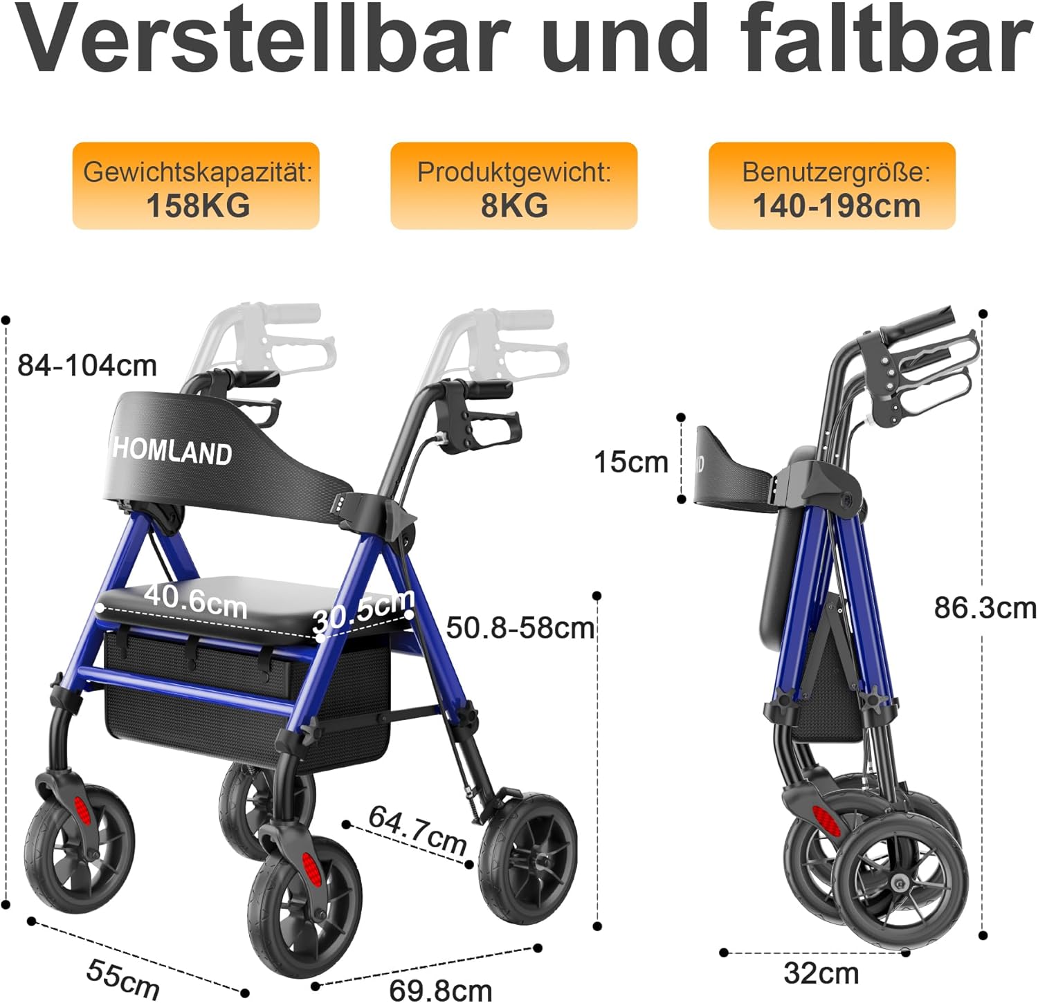 RW410 Walkers for Seniors with Seat