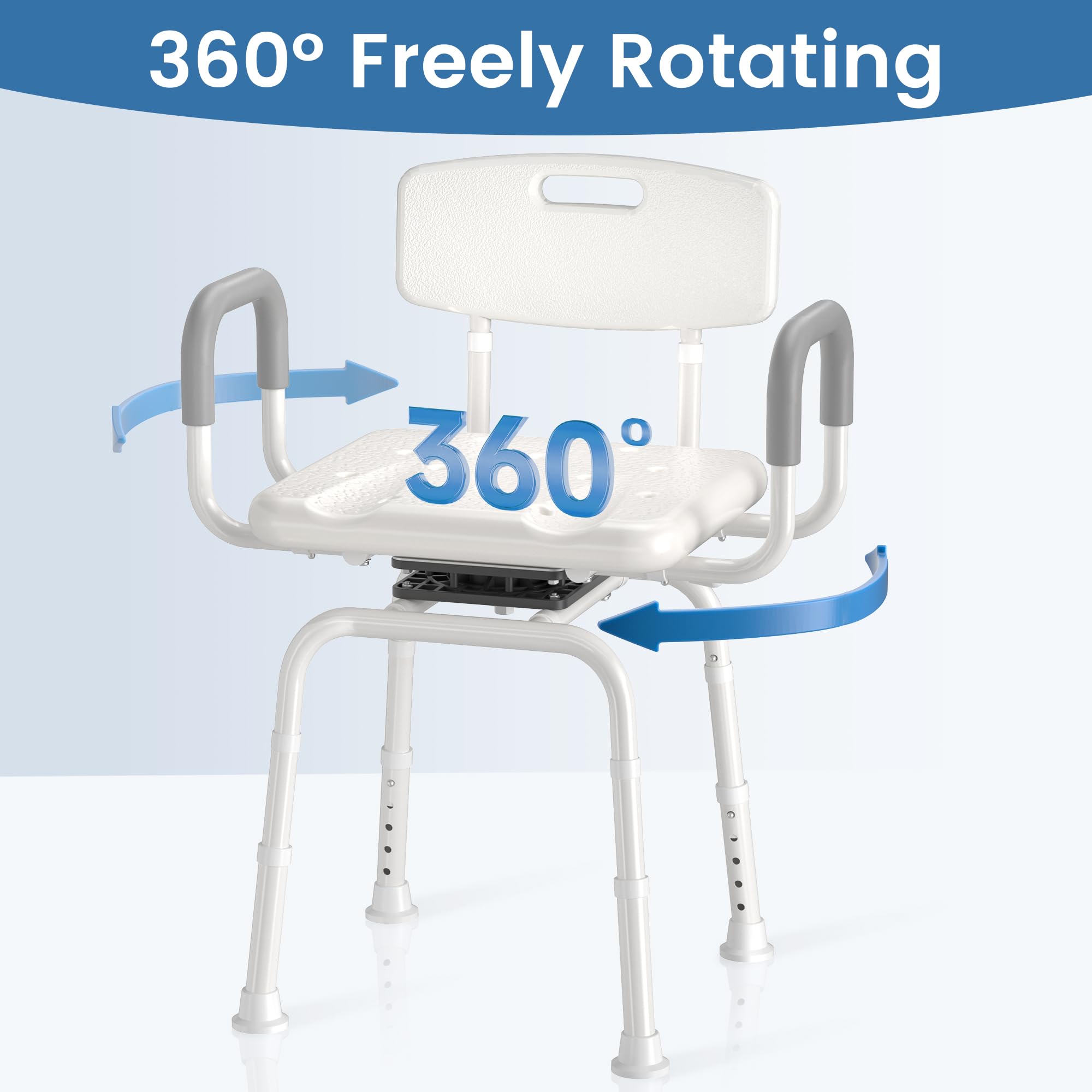 BC3 Swivel Shower Chair with Removable Back and Arms