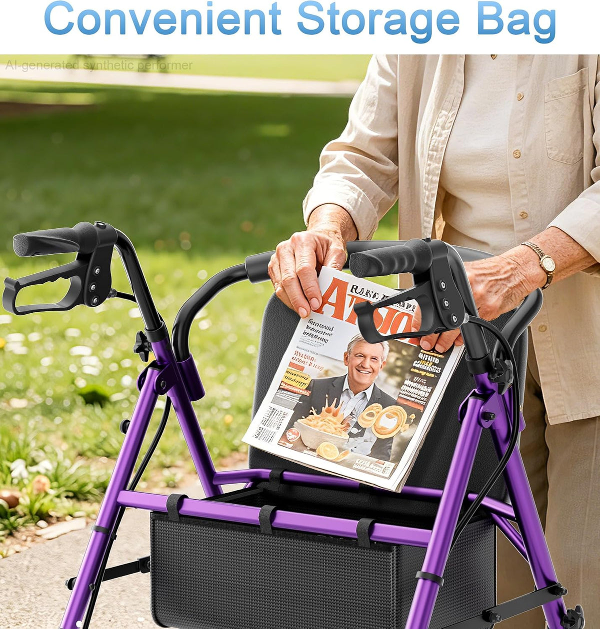 R16 Classic Rollator Walker with Seat #Color_Purple