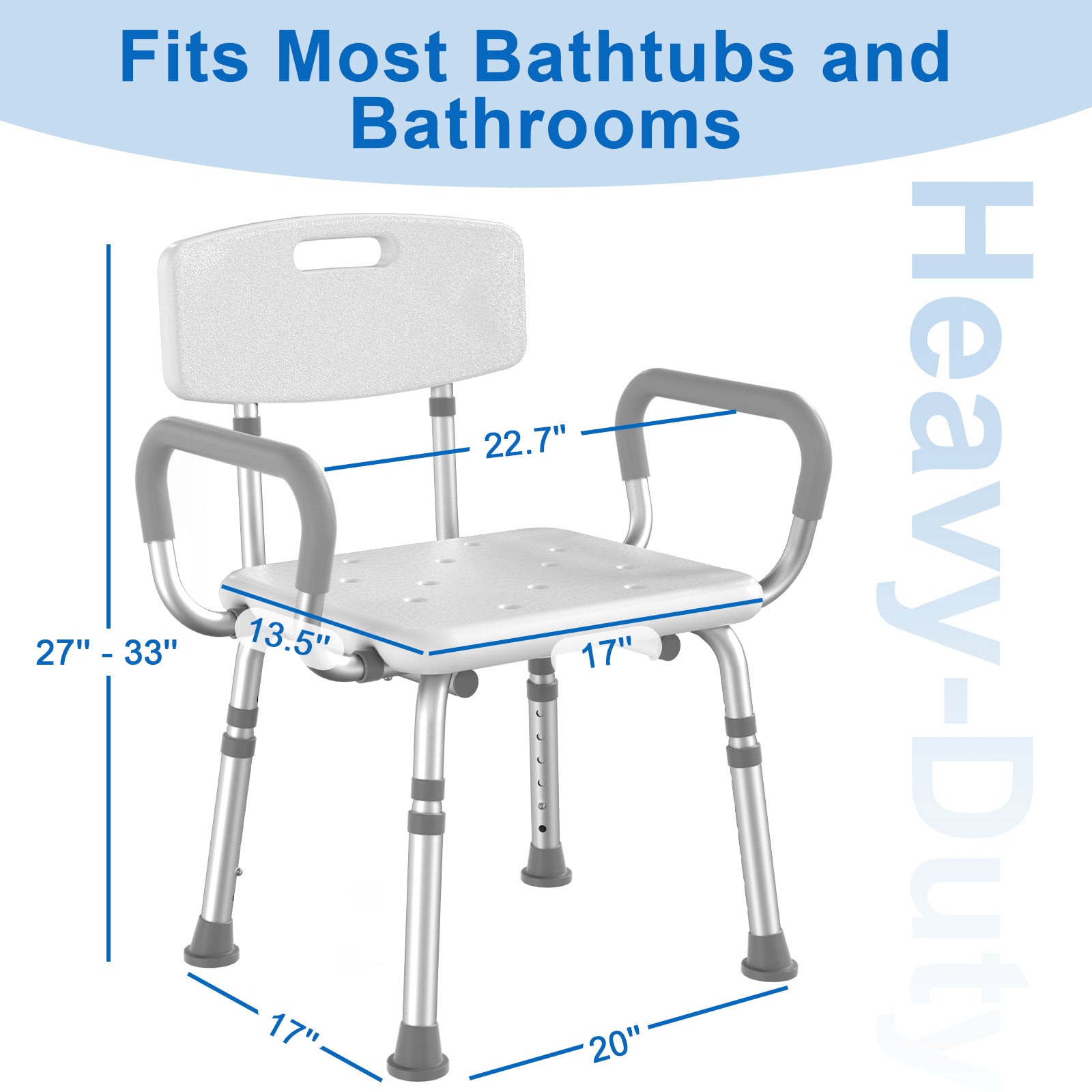 SHC20  Shower Chair for Inside Shower with Arms and Back