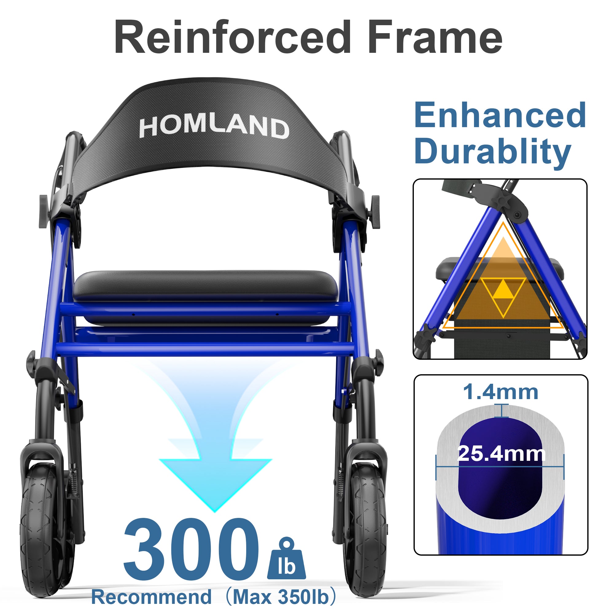 RW410 Comfort Rollator Walker with Seat