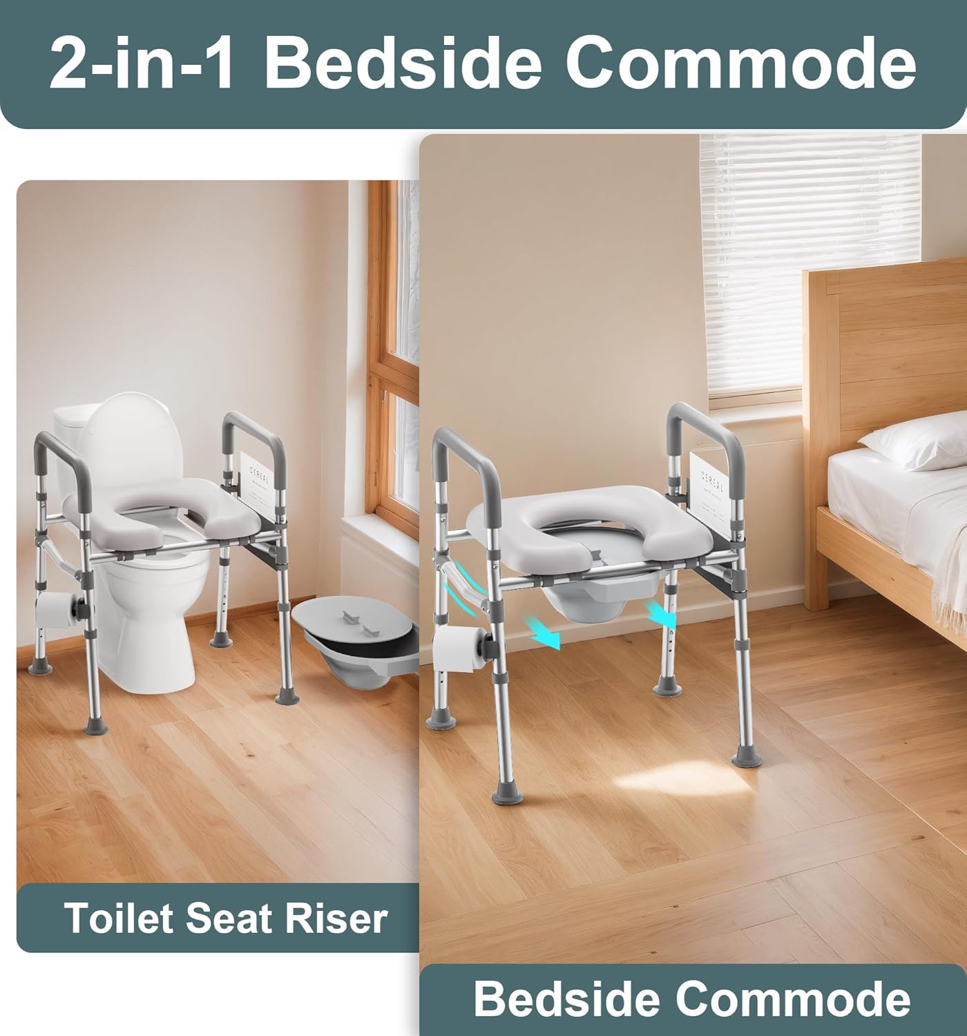 C2  Raised Toilet Seat with Bedpan