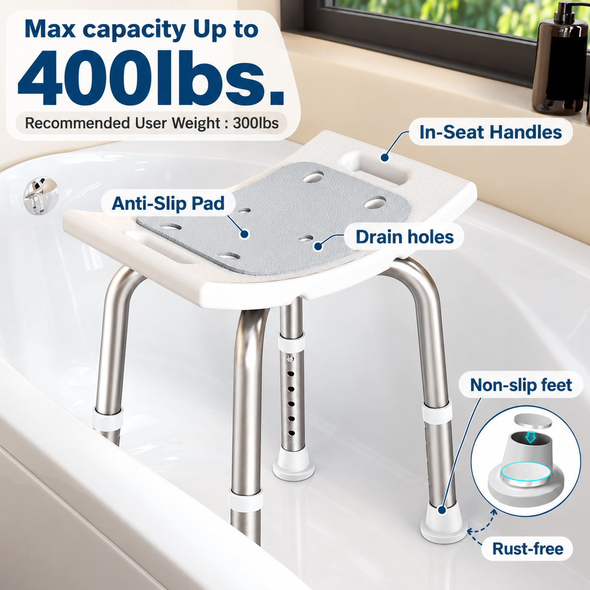 BS1 Lightweight Shower Stool #Color_Gray