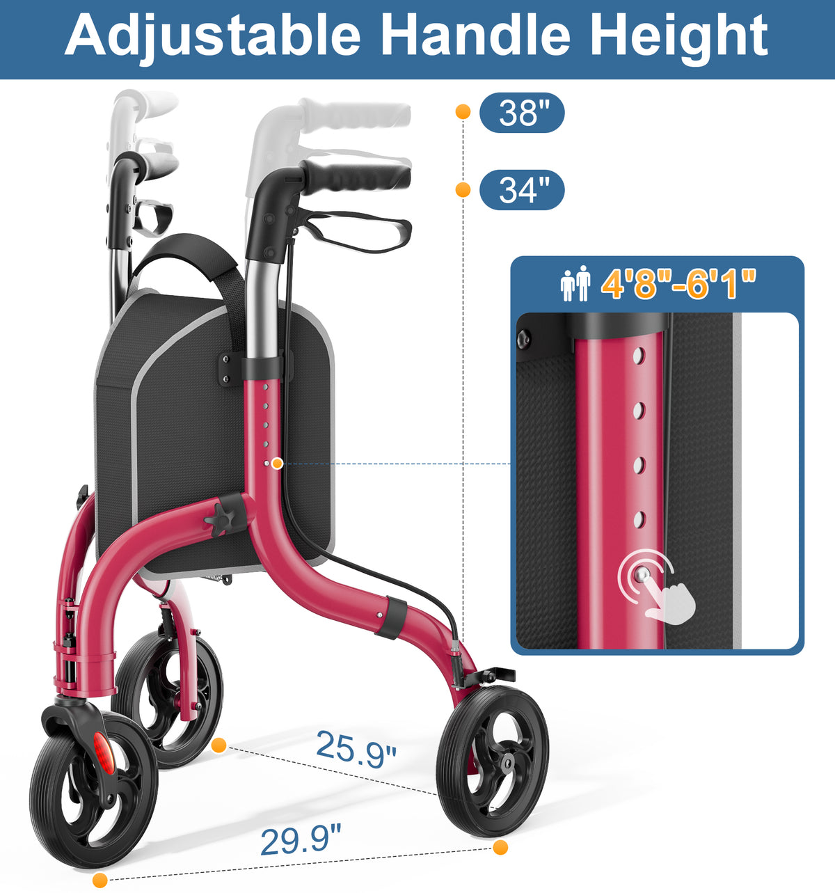R4 Lightweight 3-Wheel Rollator