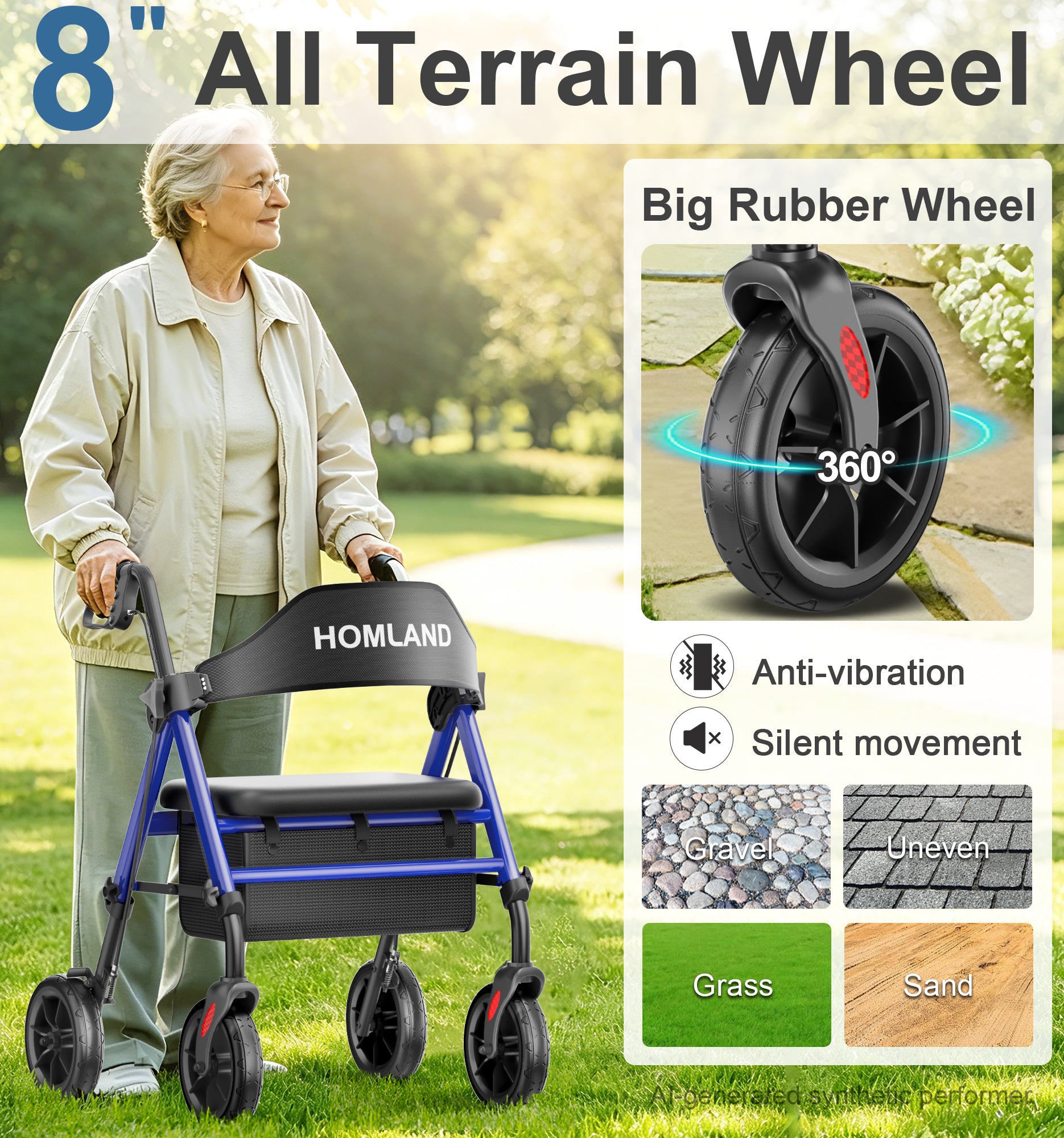 RW410 Comfort Rollator Walker with Seat