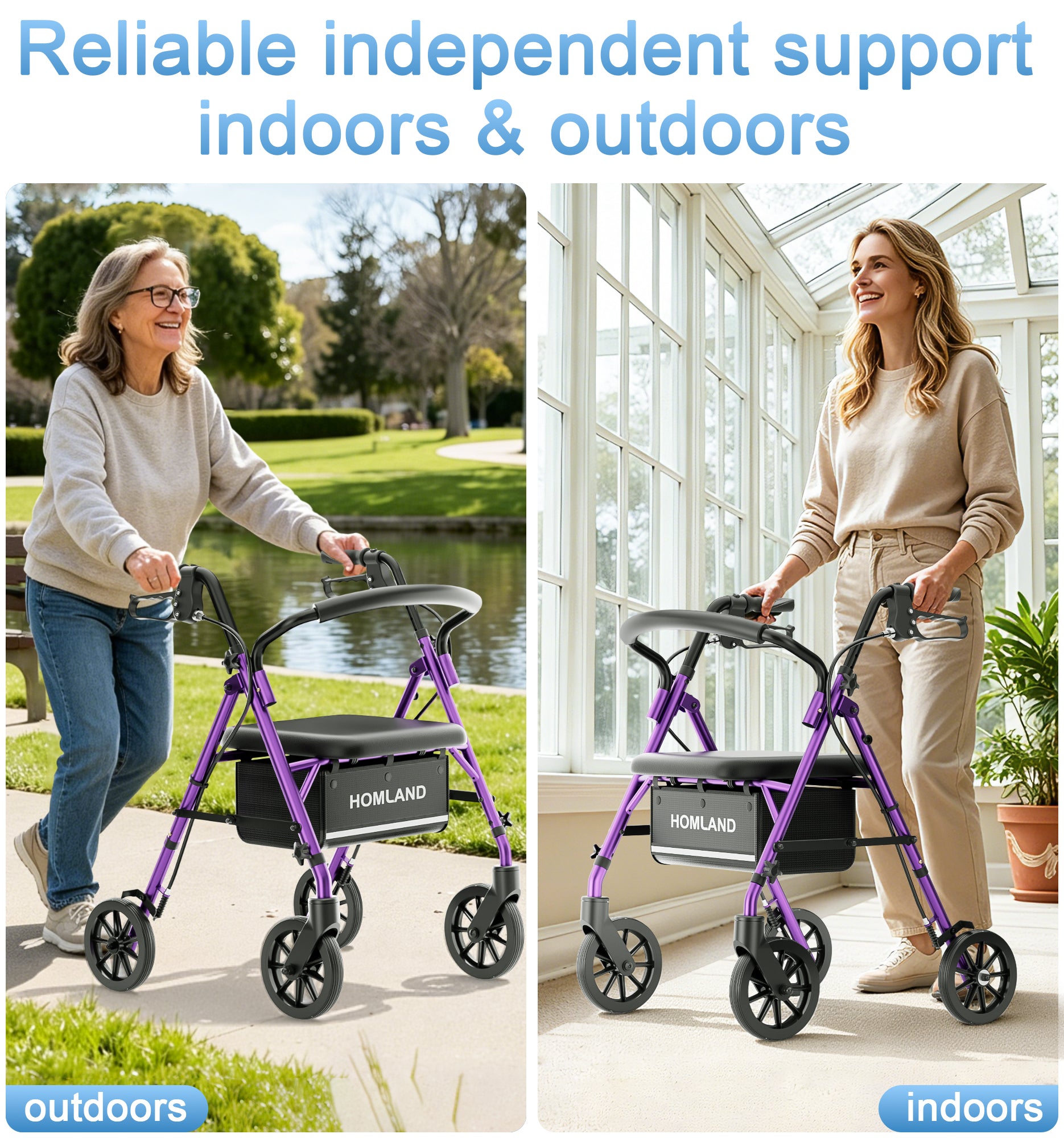 R16 Lightweight & Foldable Rollator Walkers for Seniors