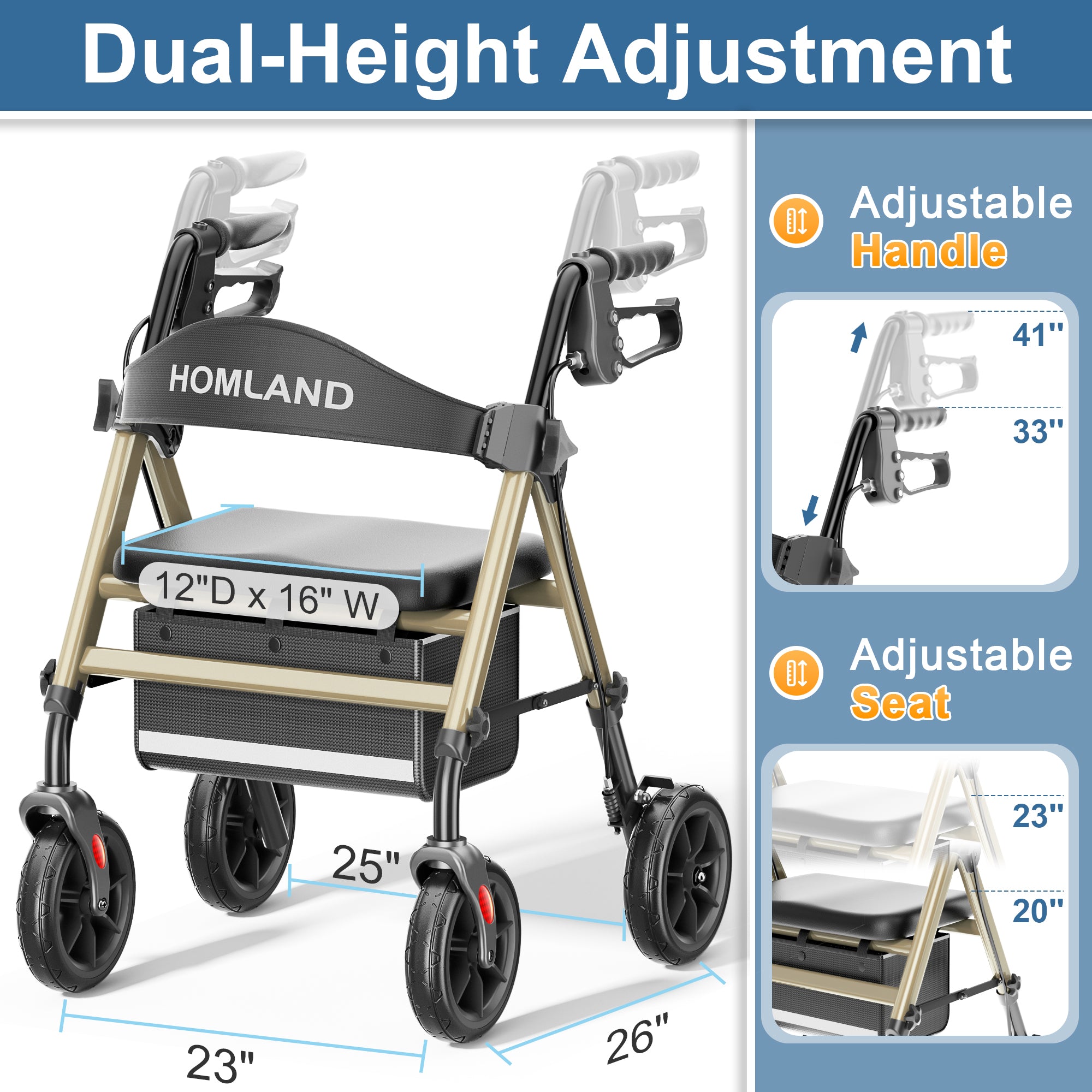 R11 Lightweight Rollator Walker with Seat