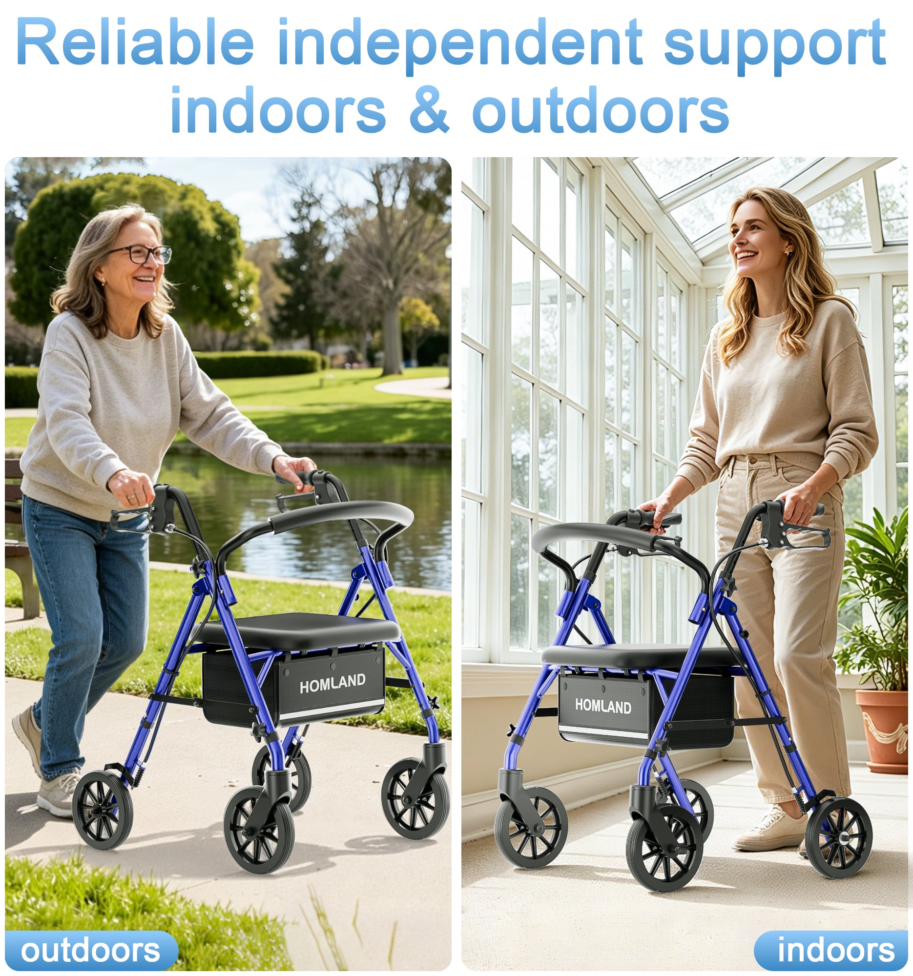 R16 Lightweight & Foldable Rollator Walkers for Seniors