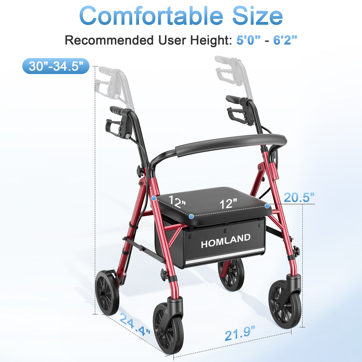 R16 Classic Rollator Walker with Seat