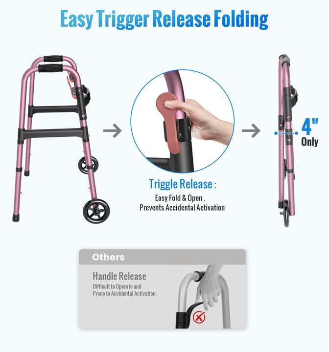 W1  Folding Walkers for Seniors with Wheels