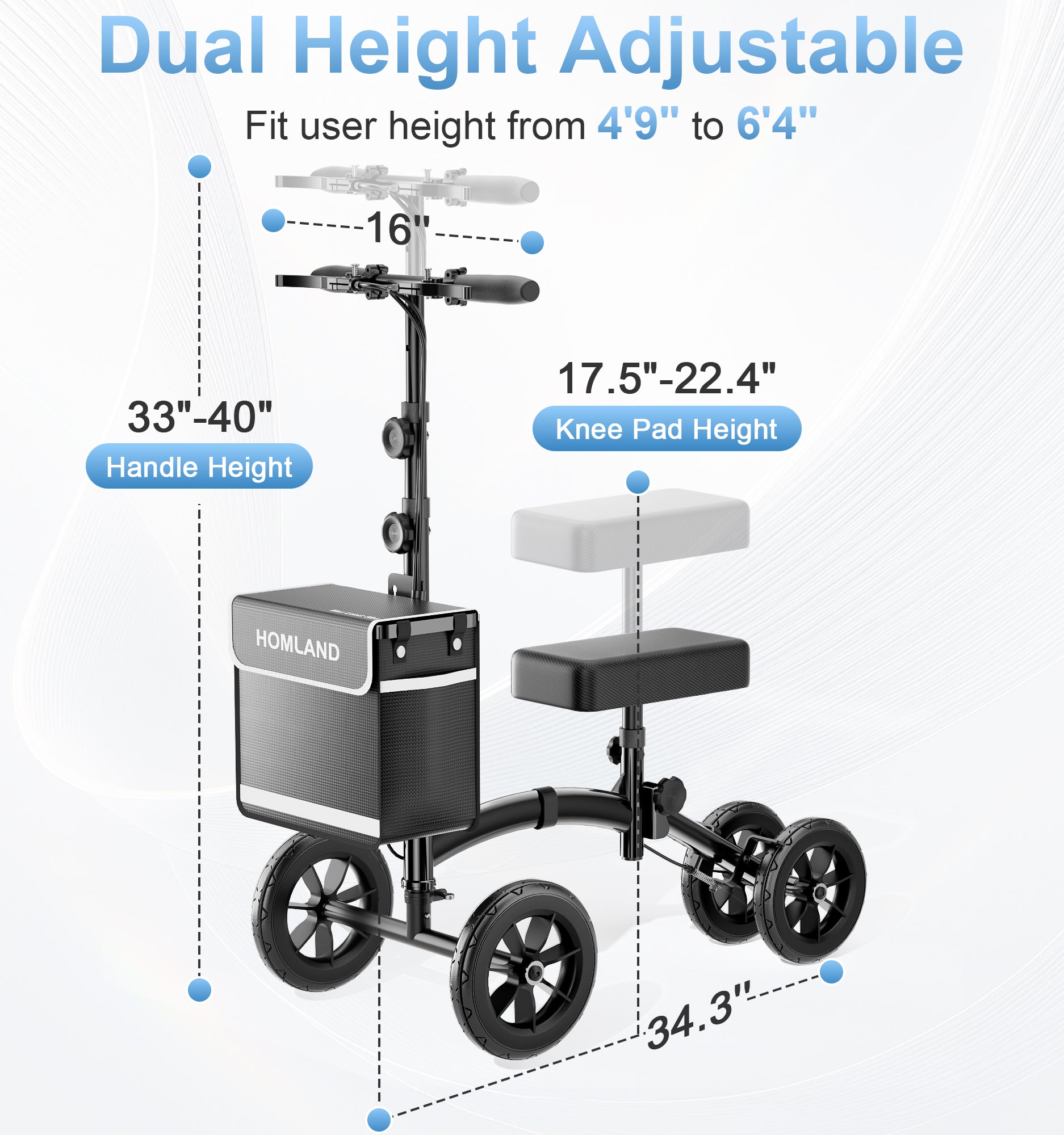 R18 Knee Scooter for Adults Foot Injuries Ankle Surgery