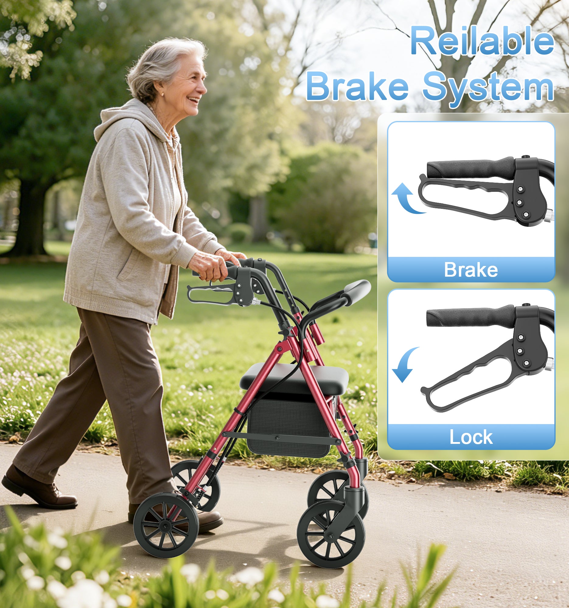 R16 Lightweight & Foldable Rollator Walkers for Seniors