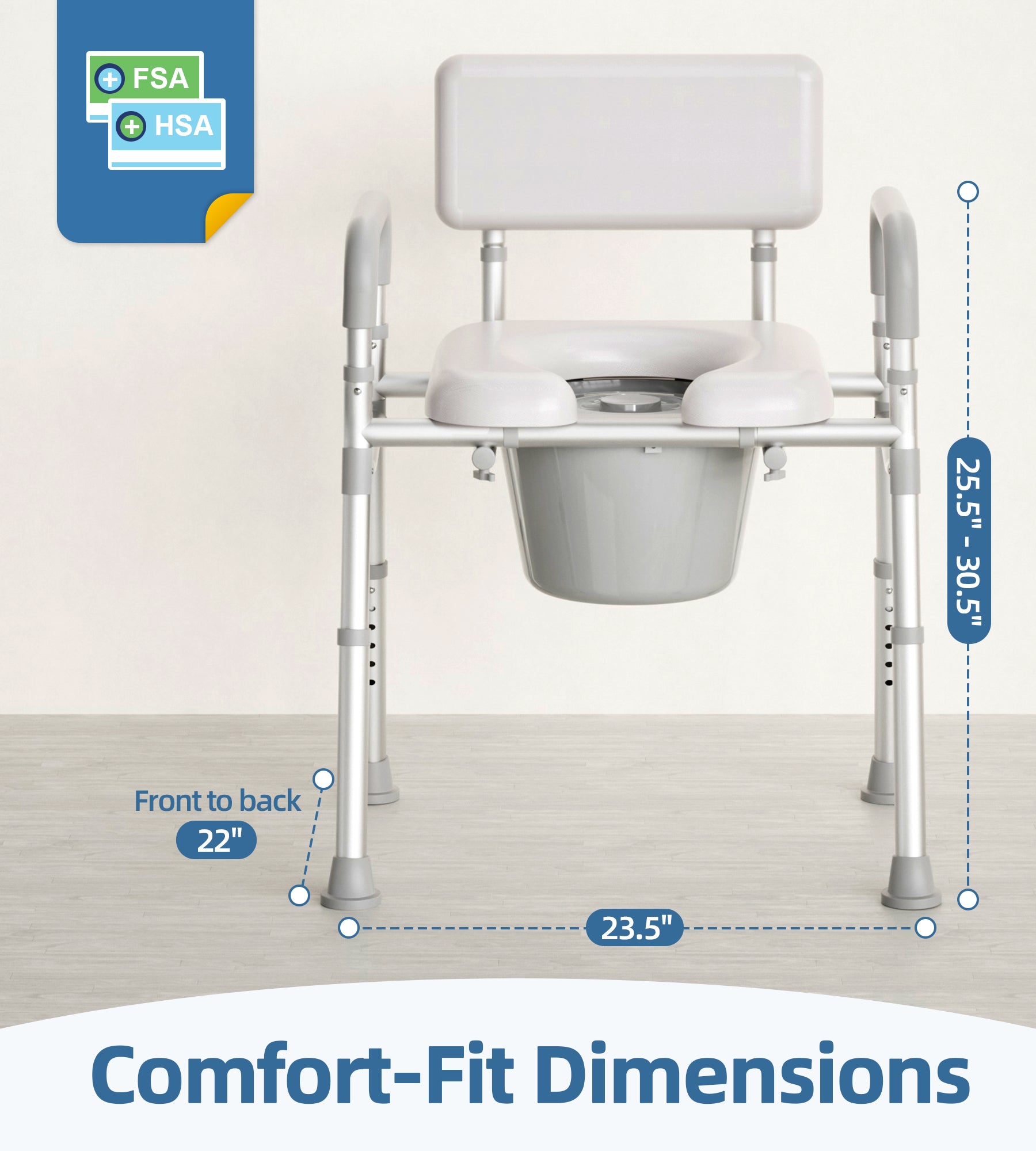 C9   Bedside Commode with Padded Seat and Backrest