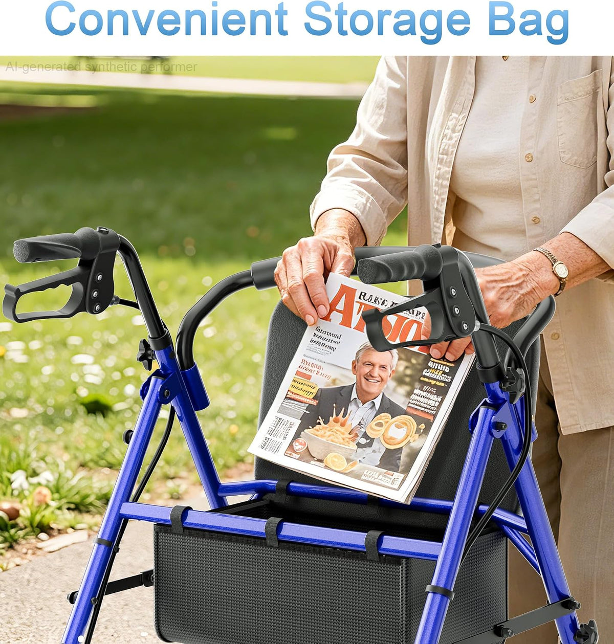 R16 Classic Rollator Walker with Seat #Color_Blue