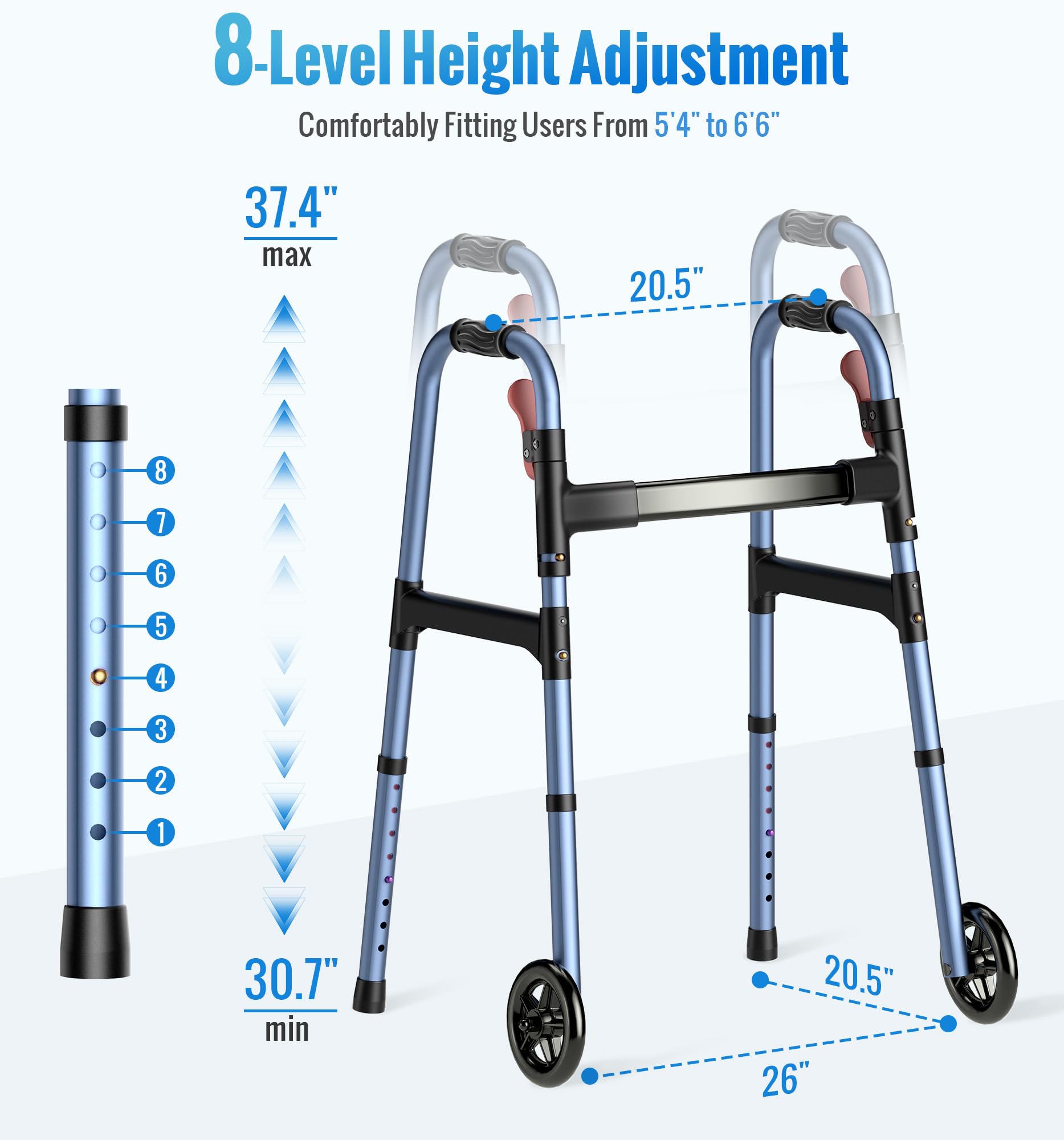 W1  Folding Walkers for Seniors with Wheels