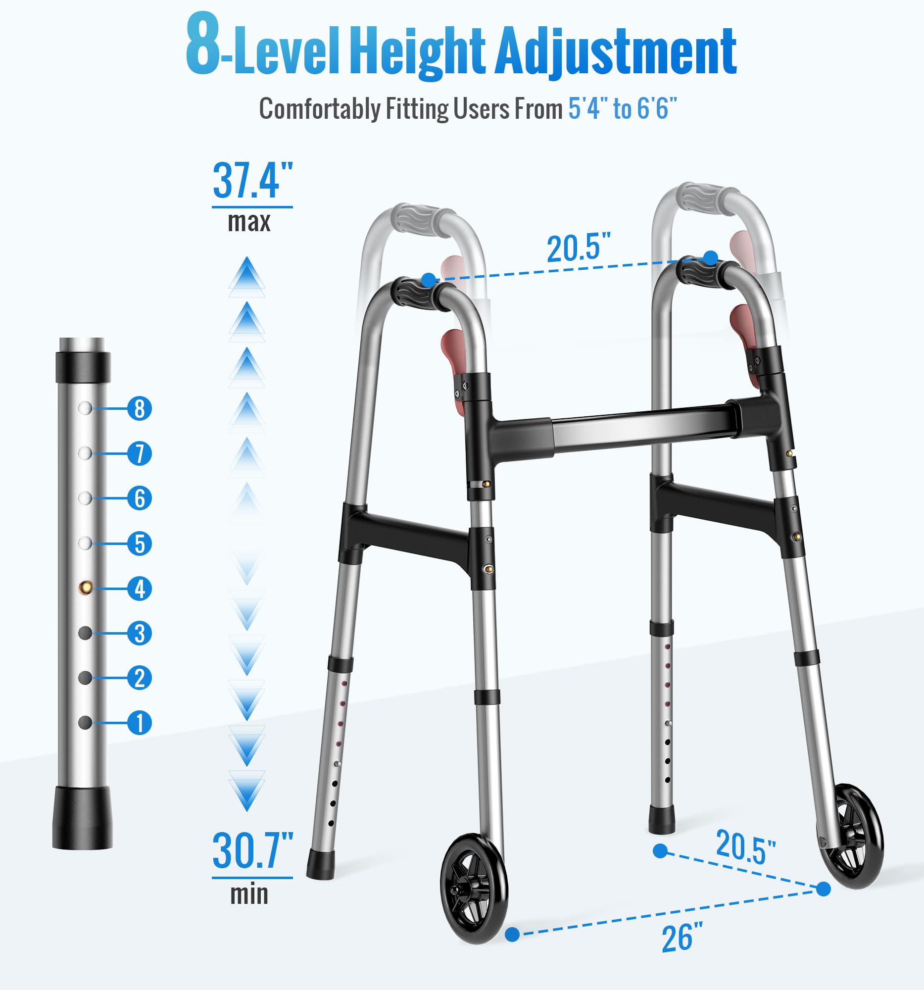 W1  Folding Walkers for Seniors with Wheels