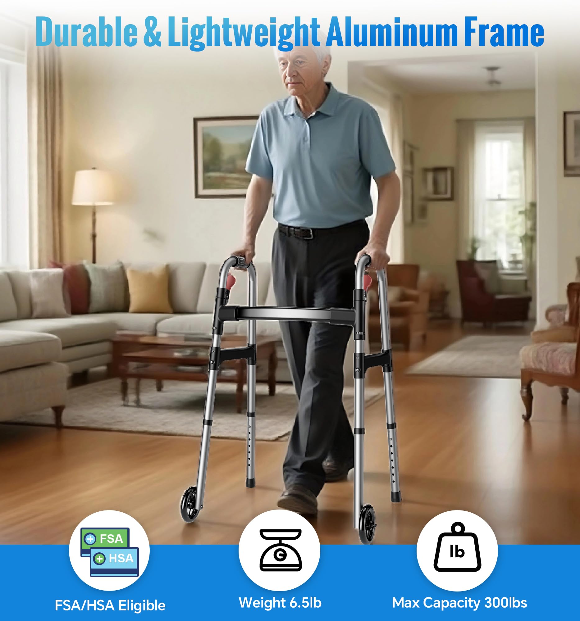 W1  Folding Walkers for Seniors with Wheels