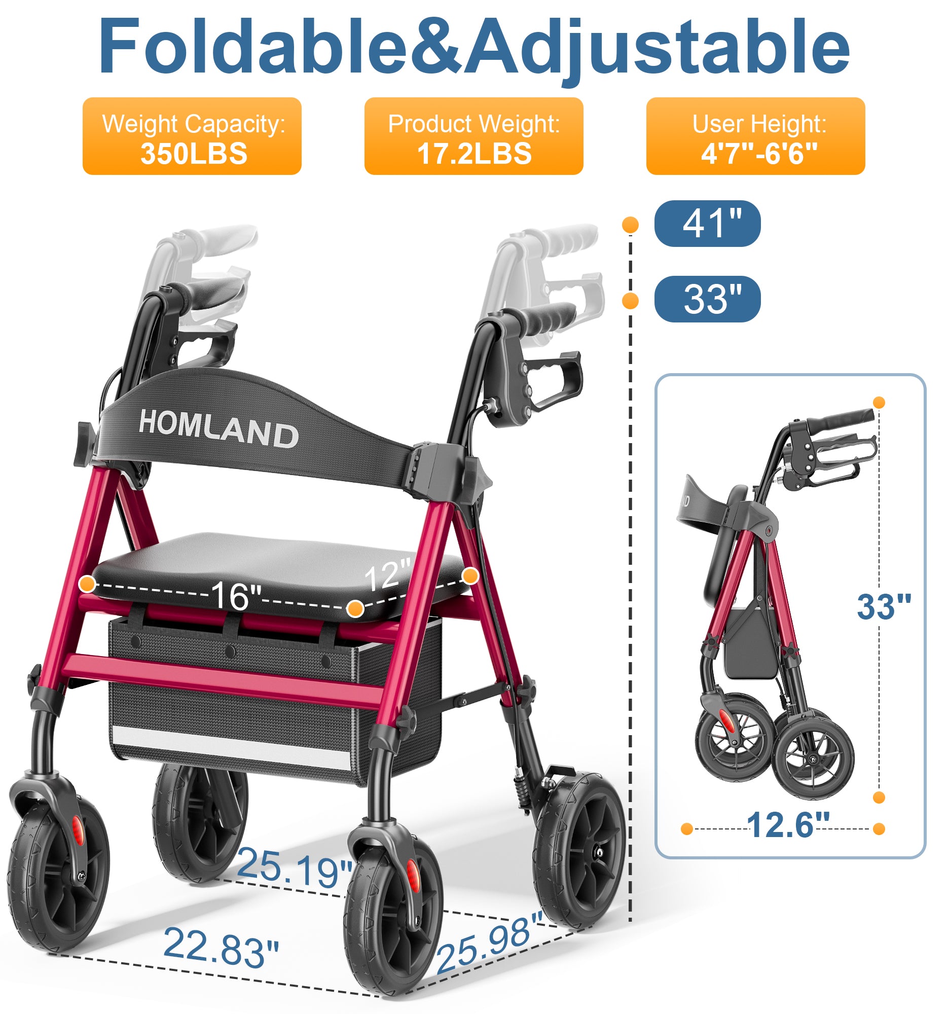 R11 	Rollator Walkers for Seniors with Seat