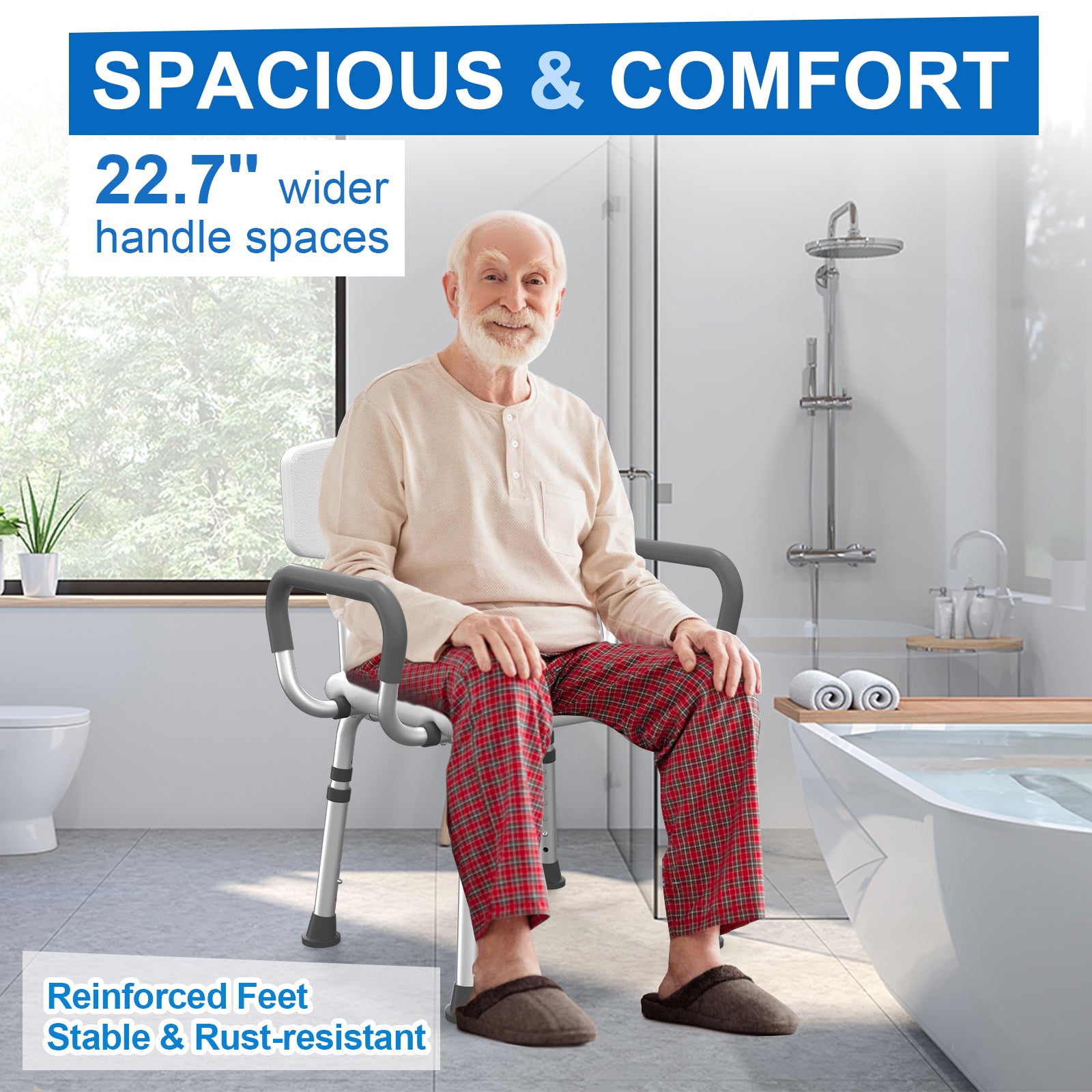 SHC20  Shower Chair for Inside Shower with Arms and Back