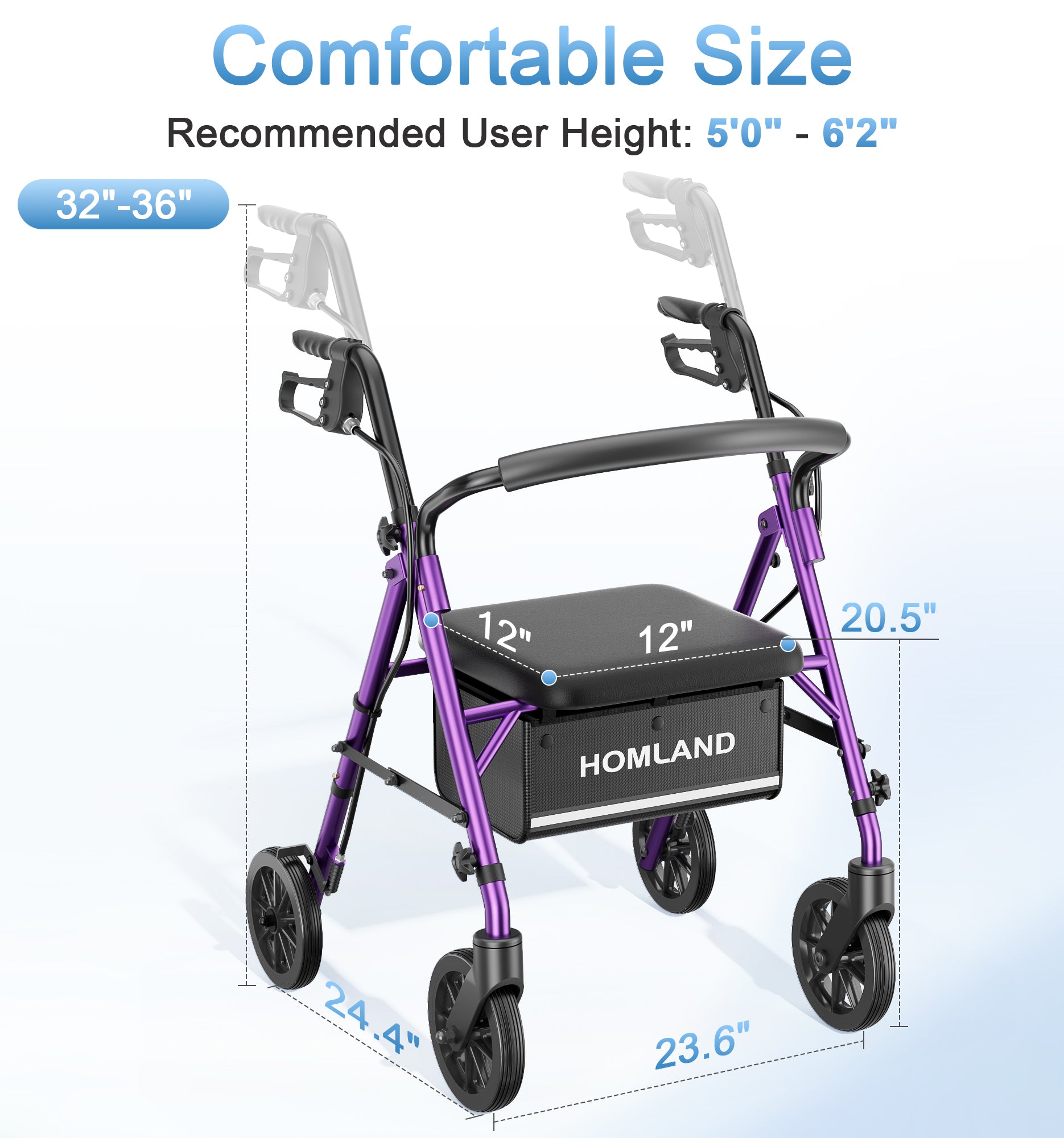 R16 Lightweight & Foldable Rollator Walkers for Seniors