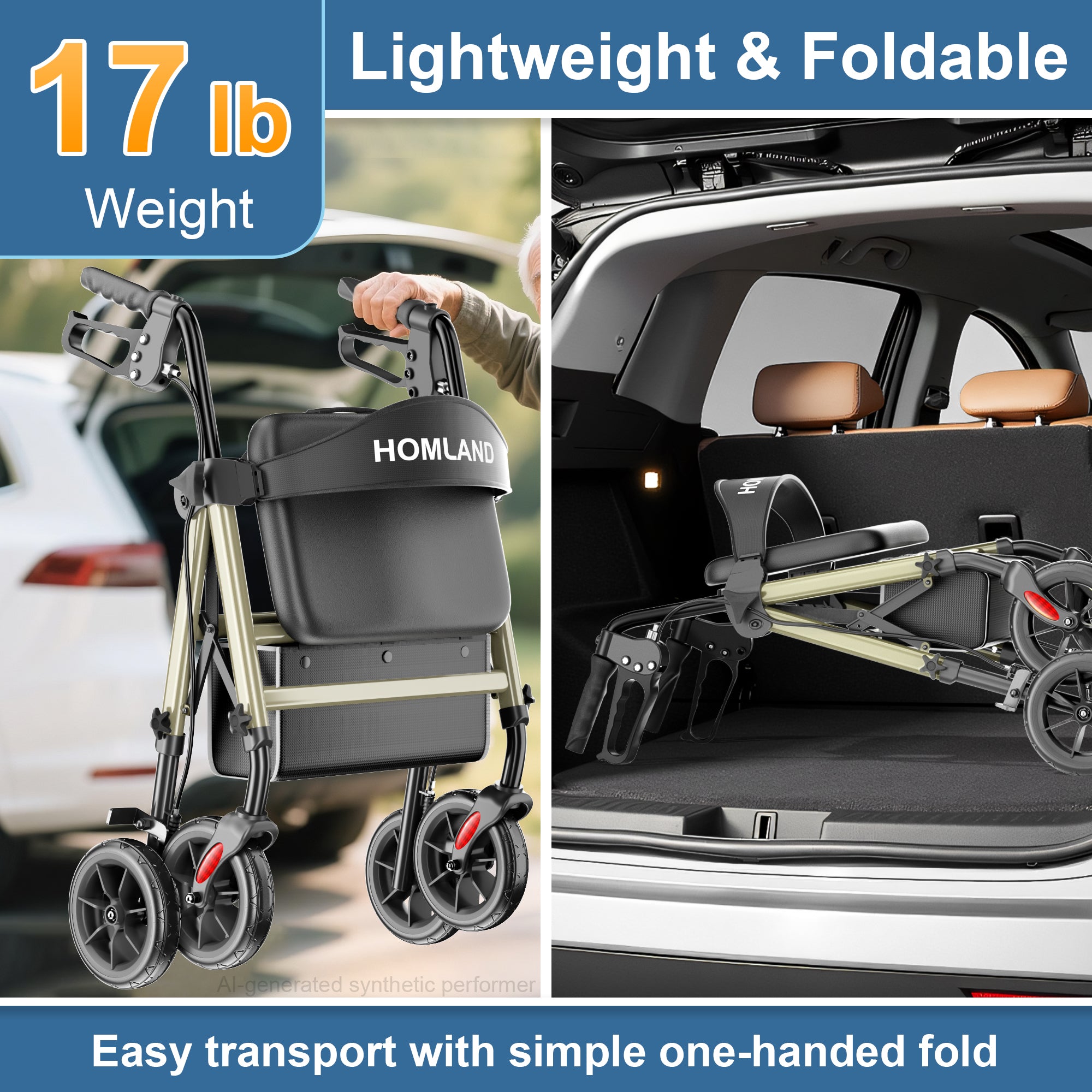 R11 Lightweight Rollator Walker with Seat